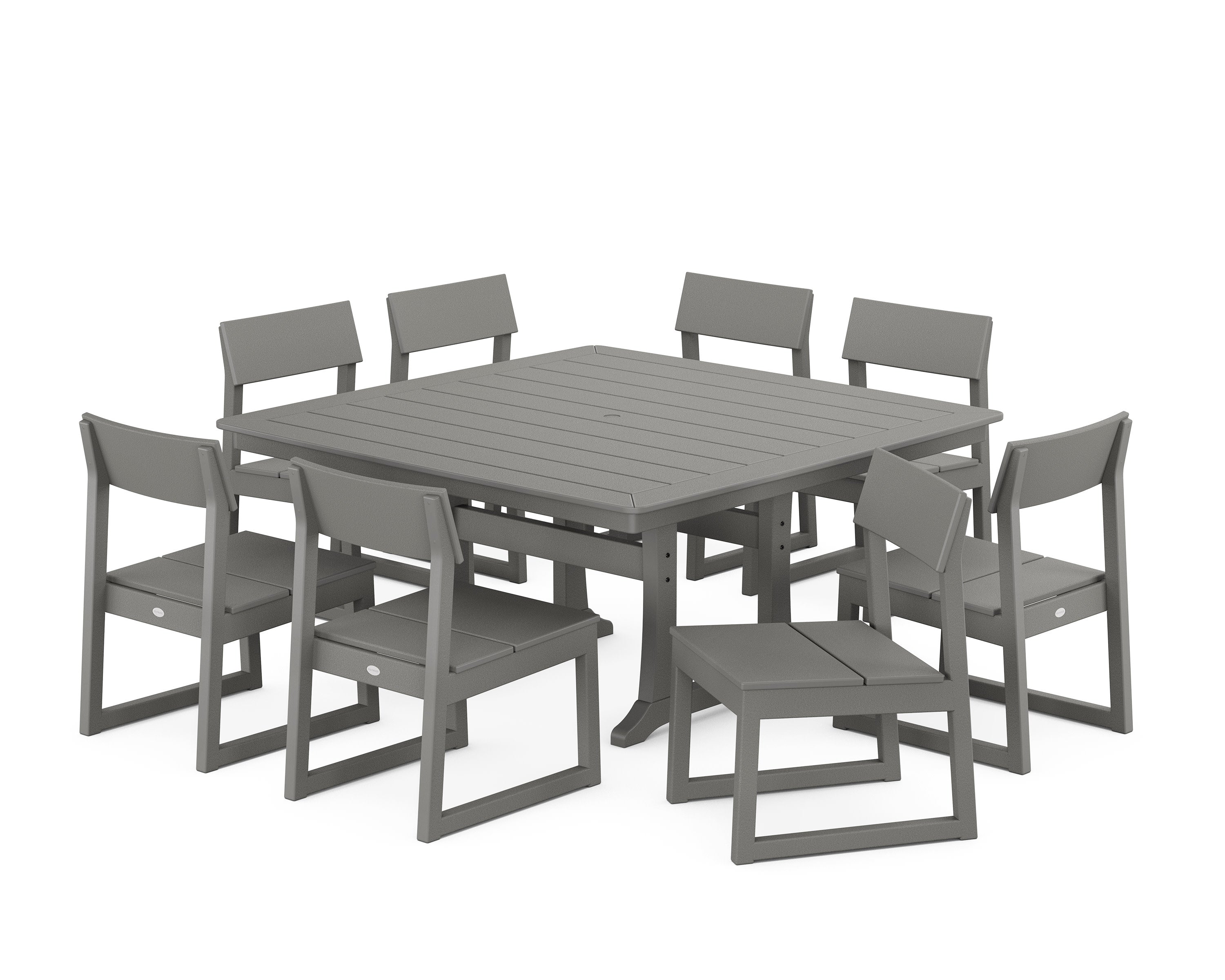 EDGE Side Chair 9-Piece Dining Set with Trestle Legs in Slate Grey