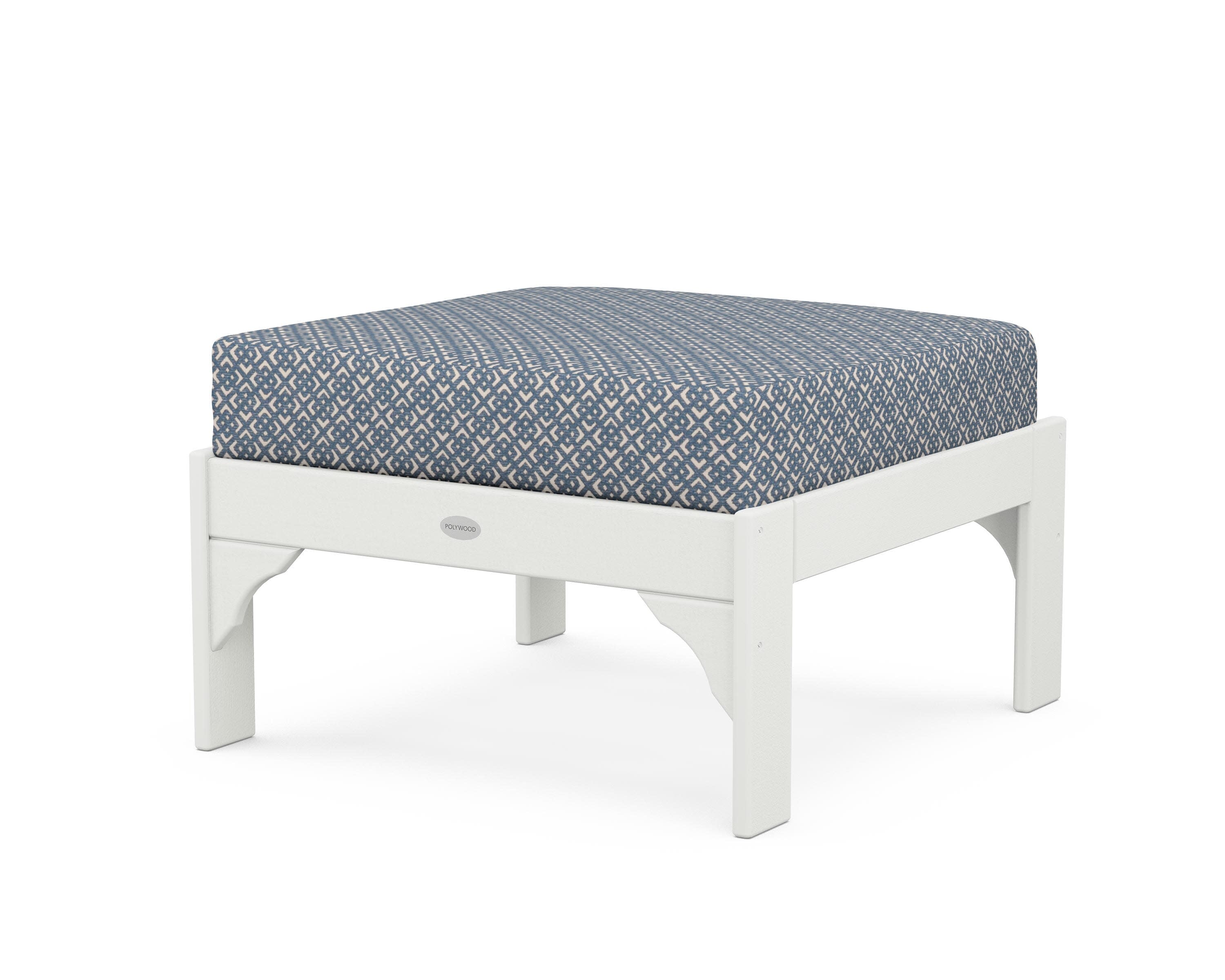 Vineyard Deep Seating Ottoman in Vintage White / Hopscotch
