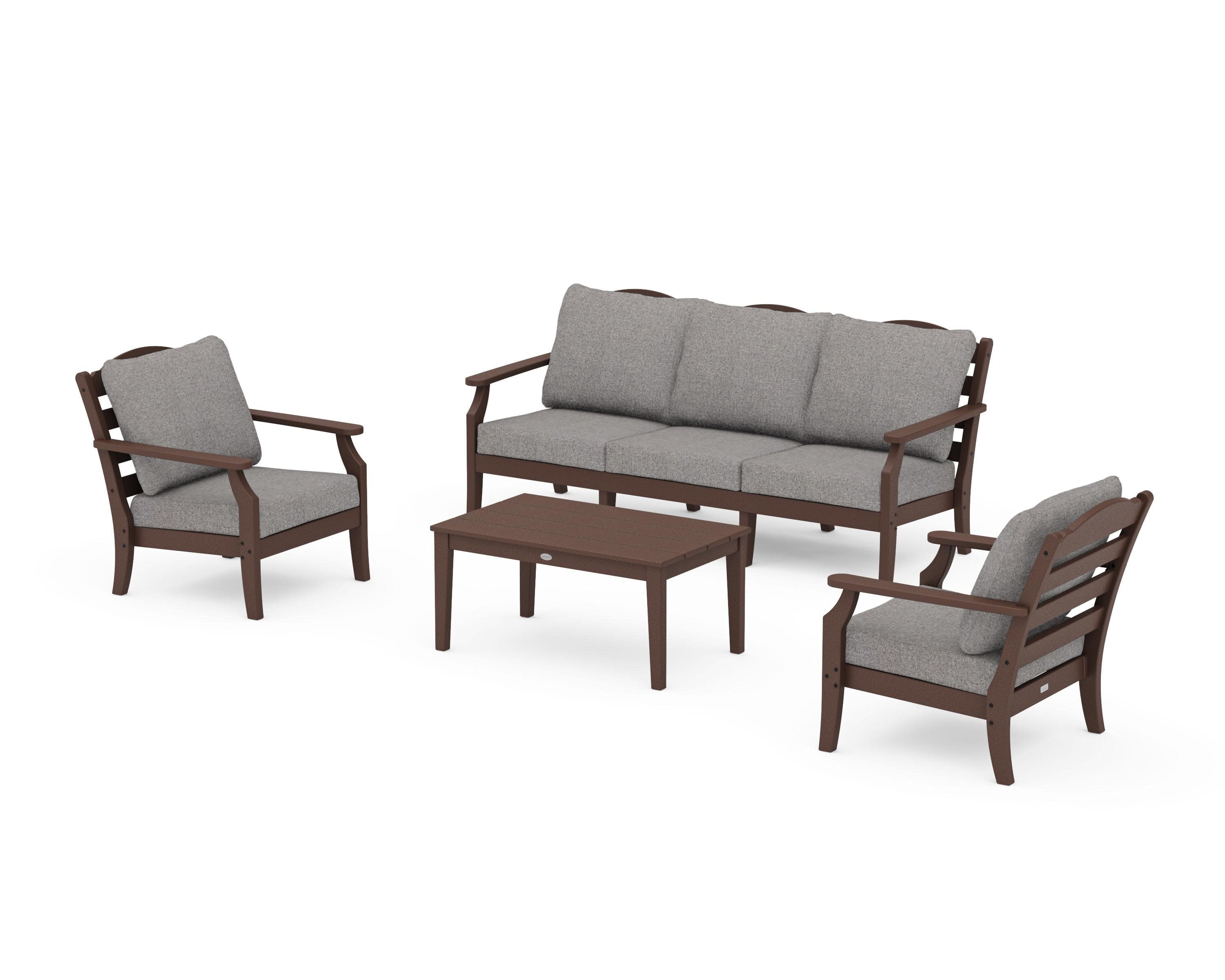 Savannah 4-Piece Deep Seating Set with Sofa in Mahogany / Grey Mist