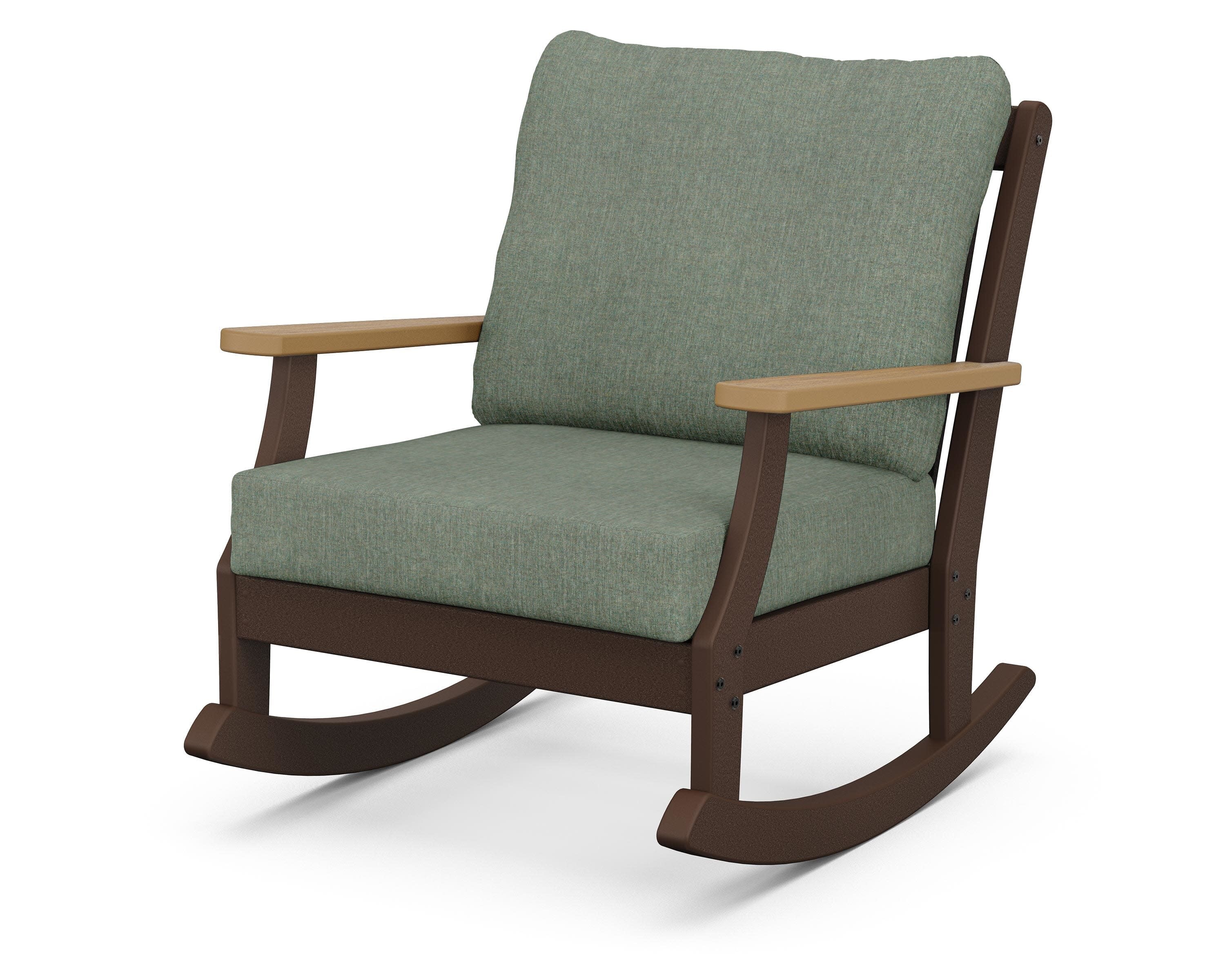 Braxton Deep Seating Rocking Chair in Mahogany / Natural / Cast Sage