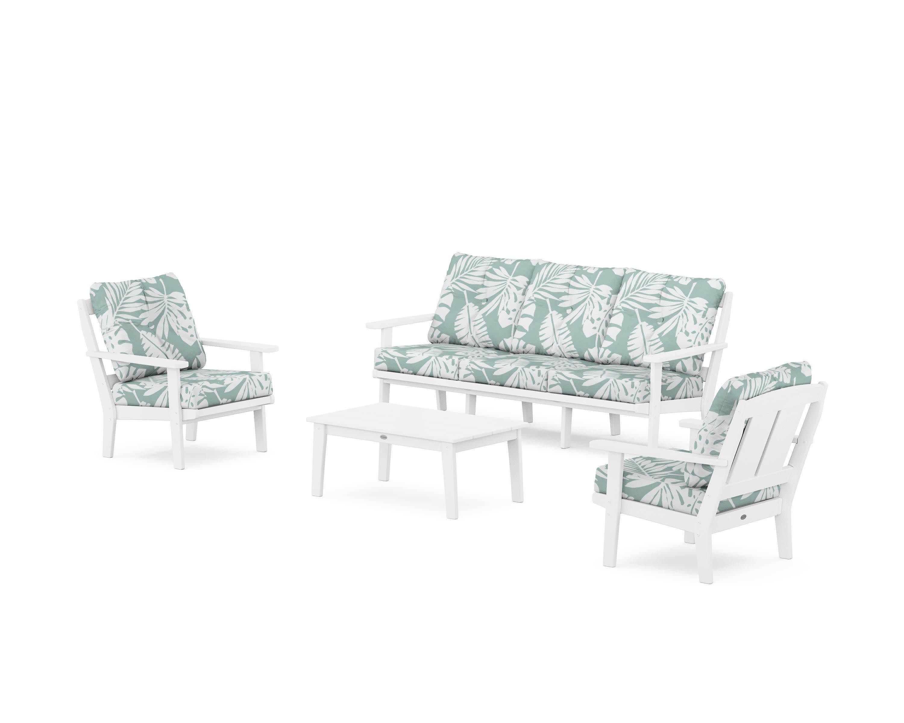 Mission 4-Piece Deep Seating Set with Sofa in White / Leaf Glacier Spa