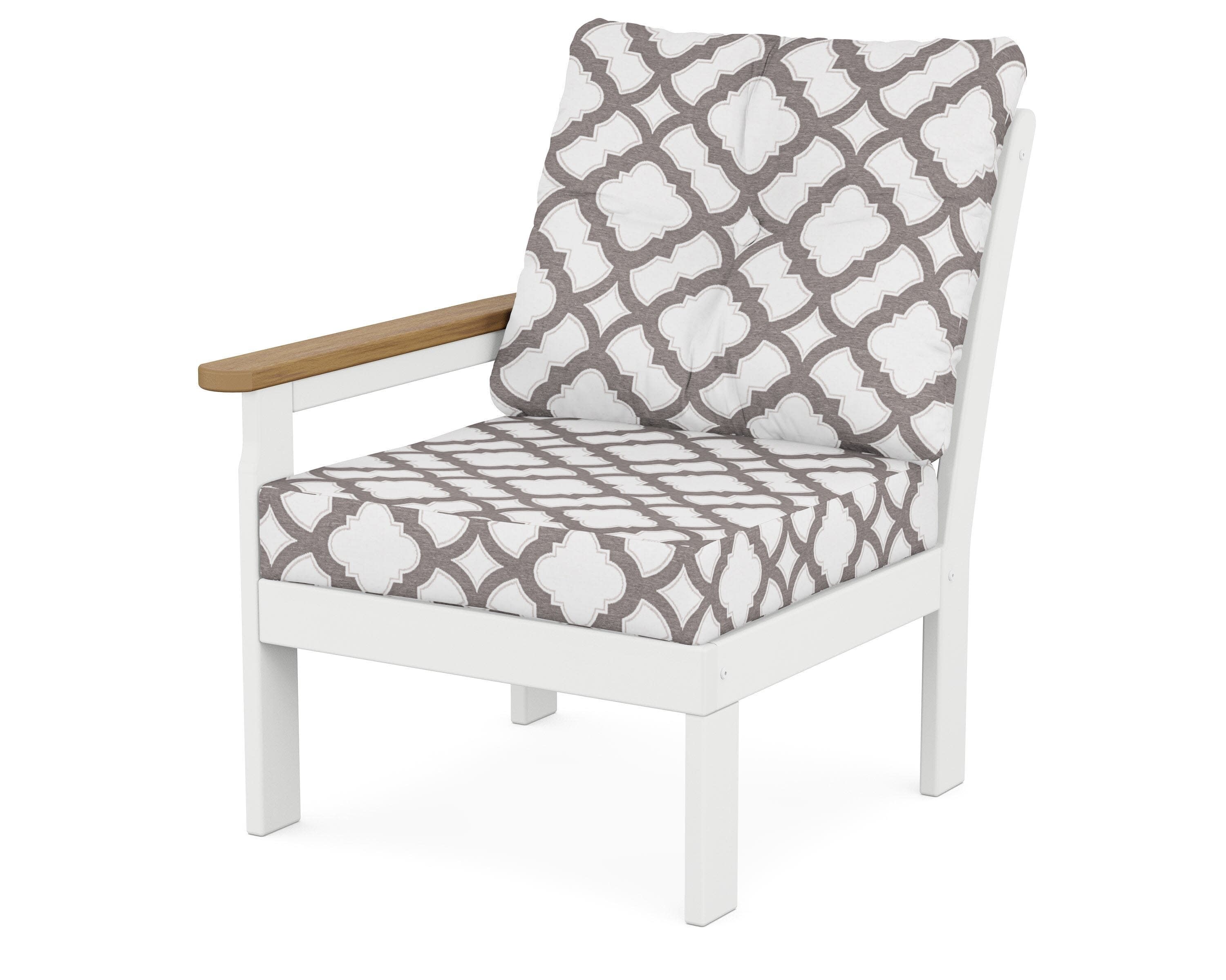 Vineyard Modular Left Arm Chair in White / Natural / Trellis Grey Mist