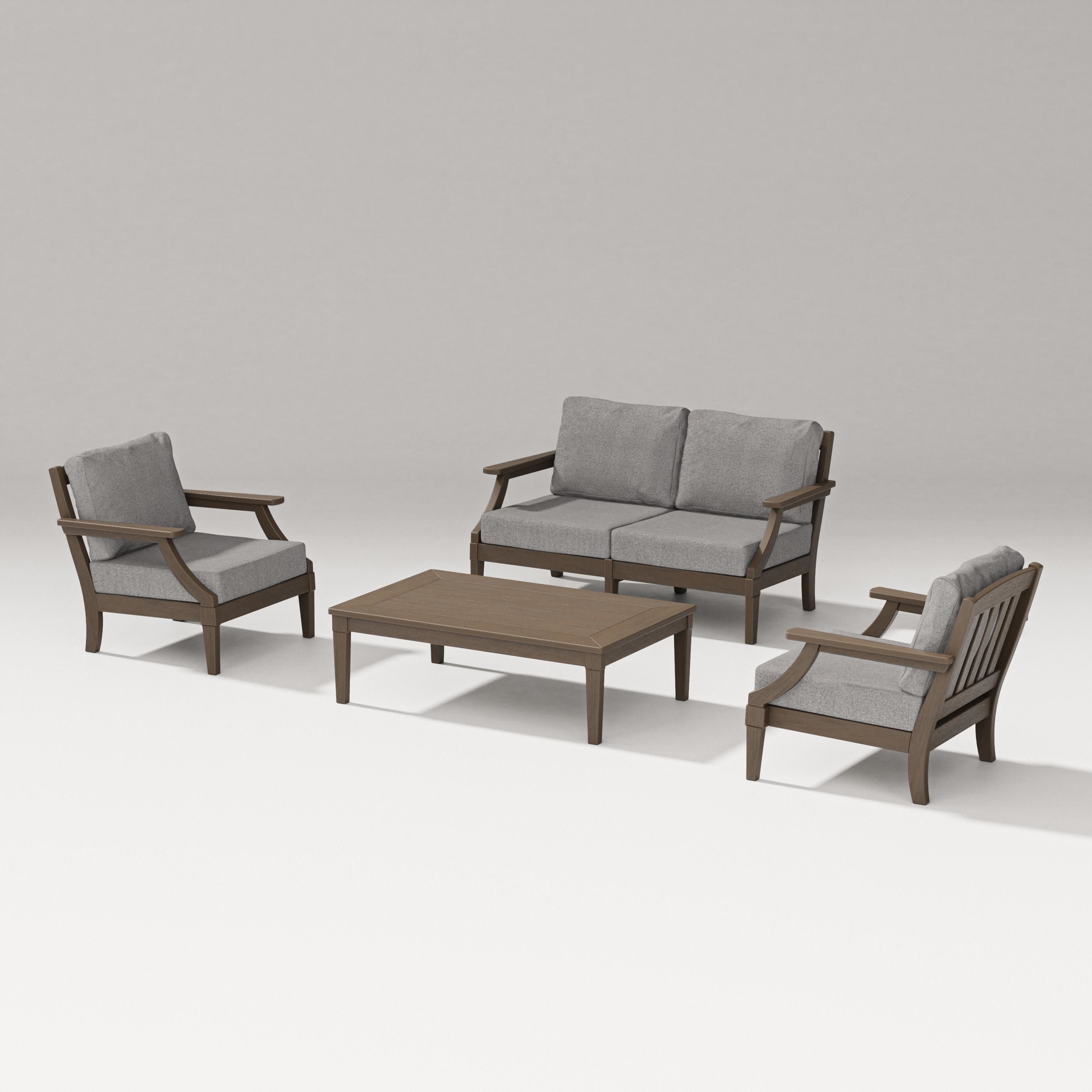 Estate Lounge 4-Piece Loveseat Set in Kona / Grey Mist