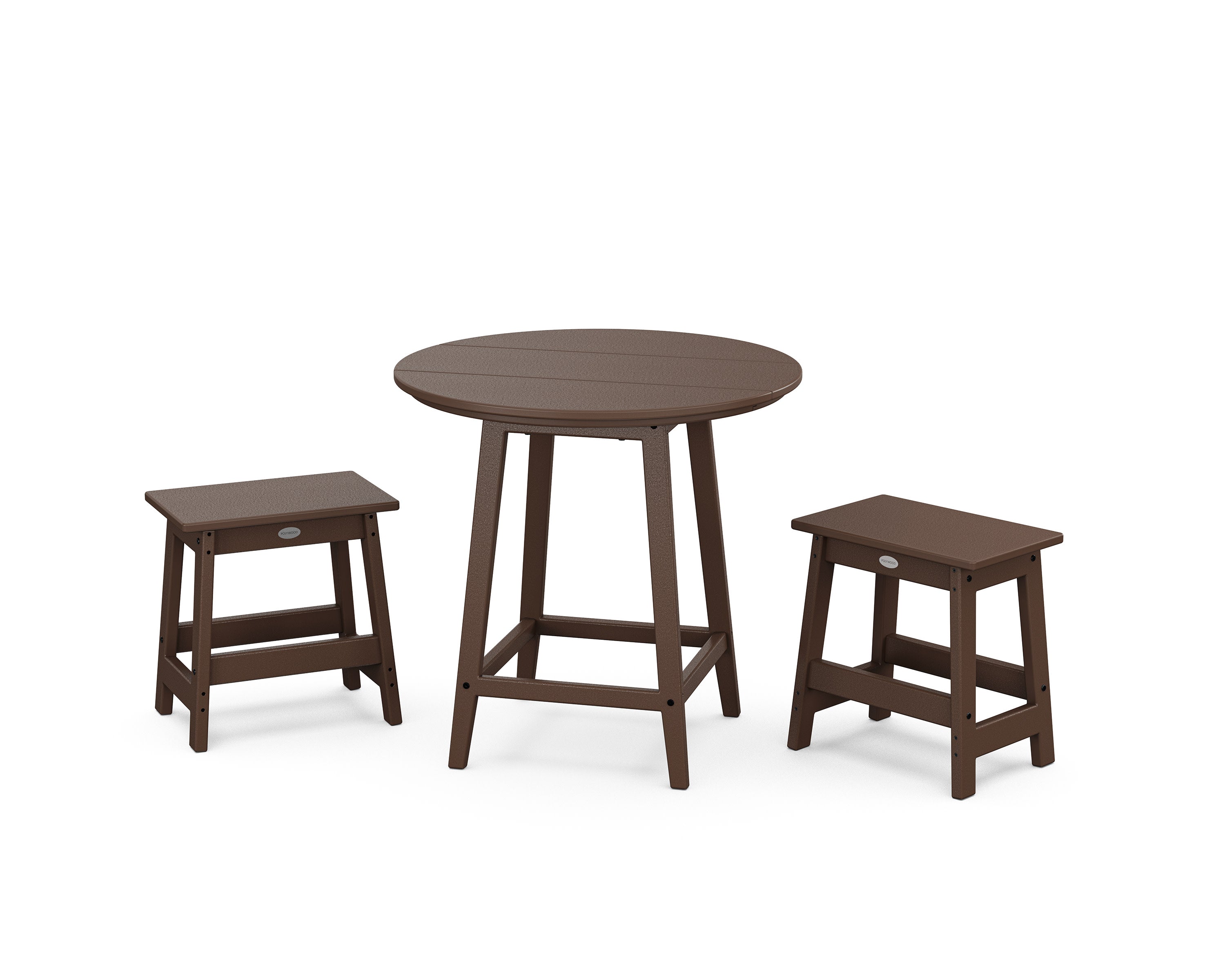 Modern Studio Stool 3-Piece Round Bistro Set in Mahogany