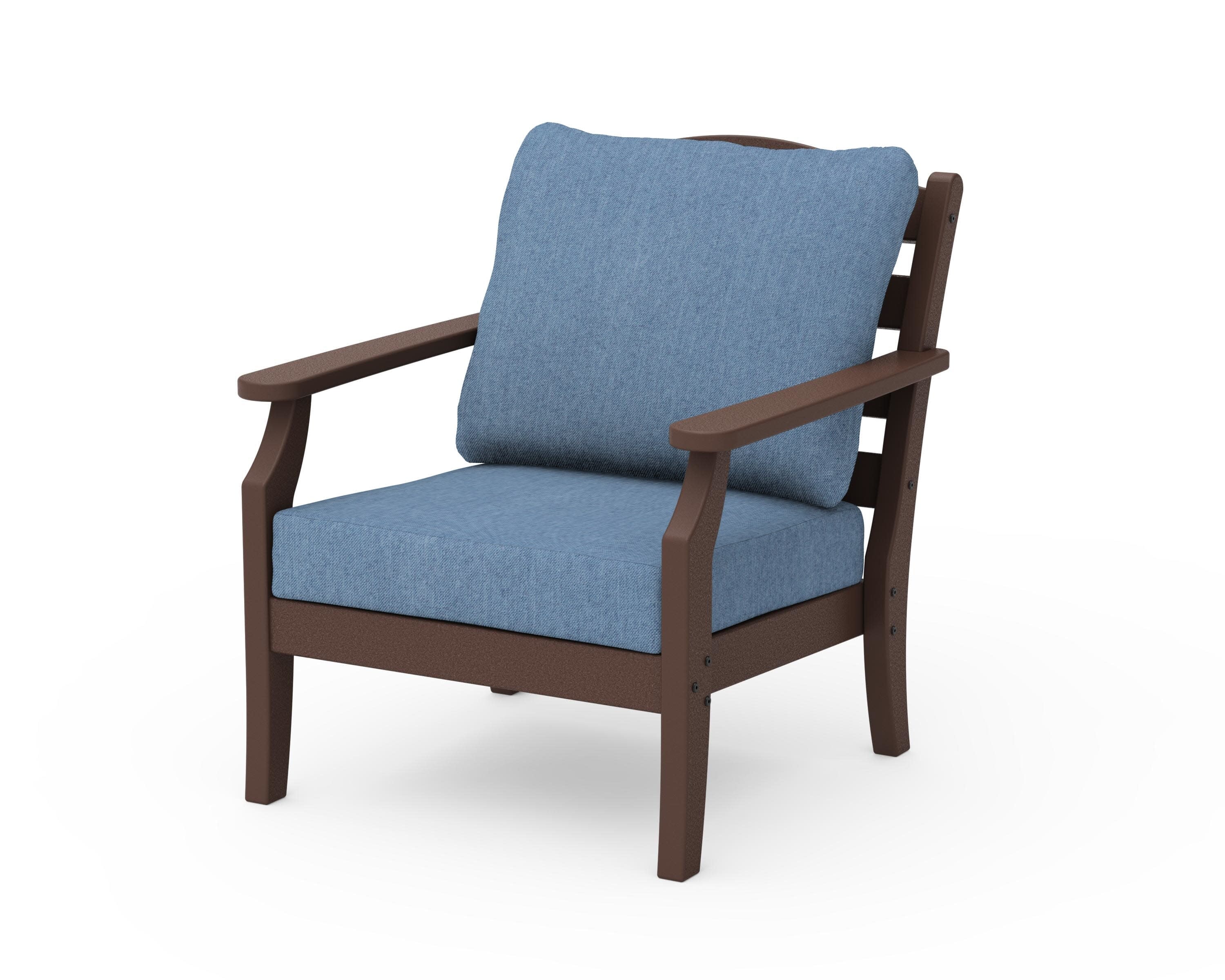 Savannah Deep Seating Chair in Mahogany / Sky Blue