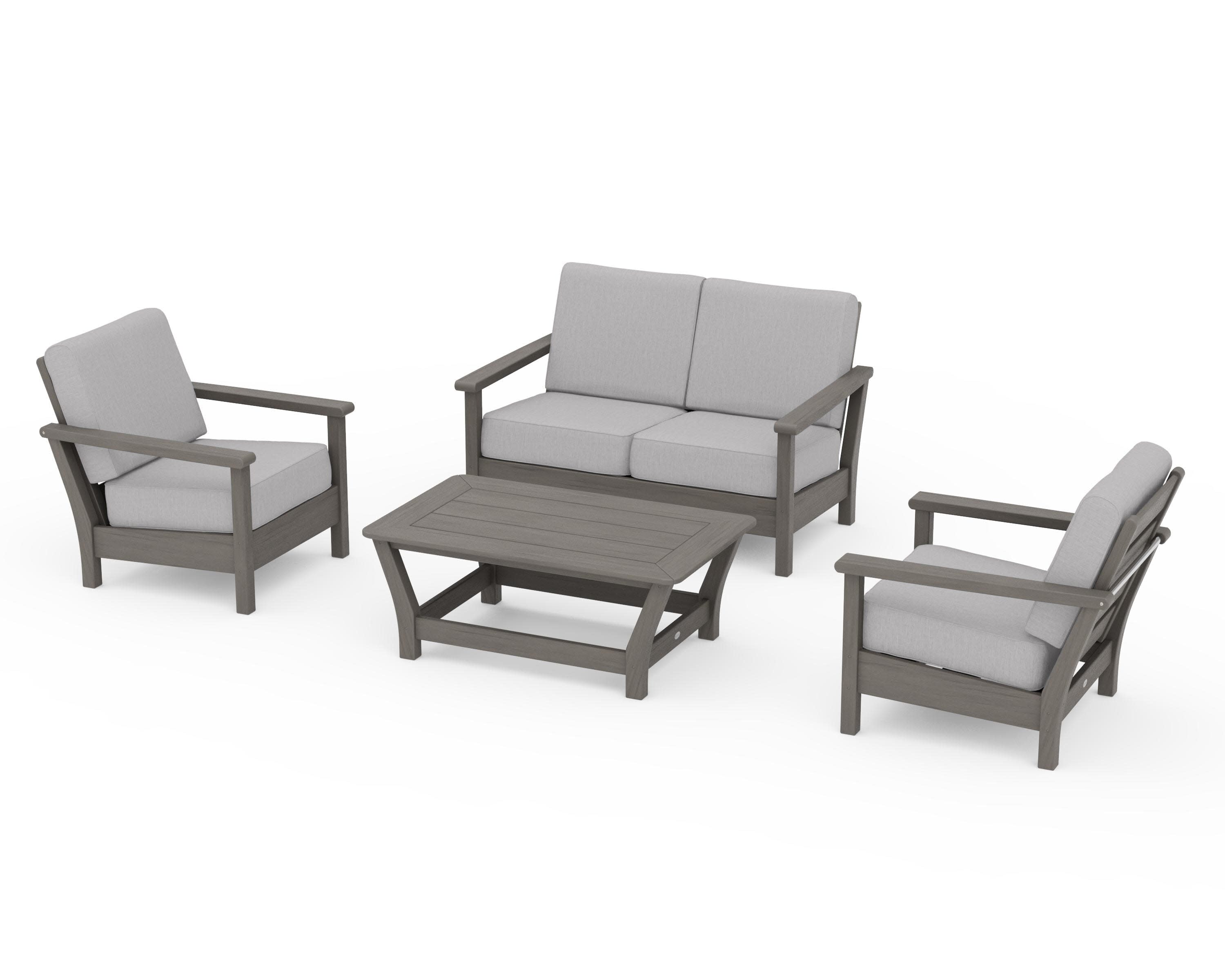 Harbour 4-Piece Deep Seating Set in Driftwood / Granite