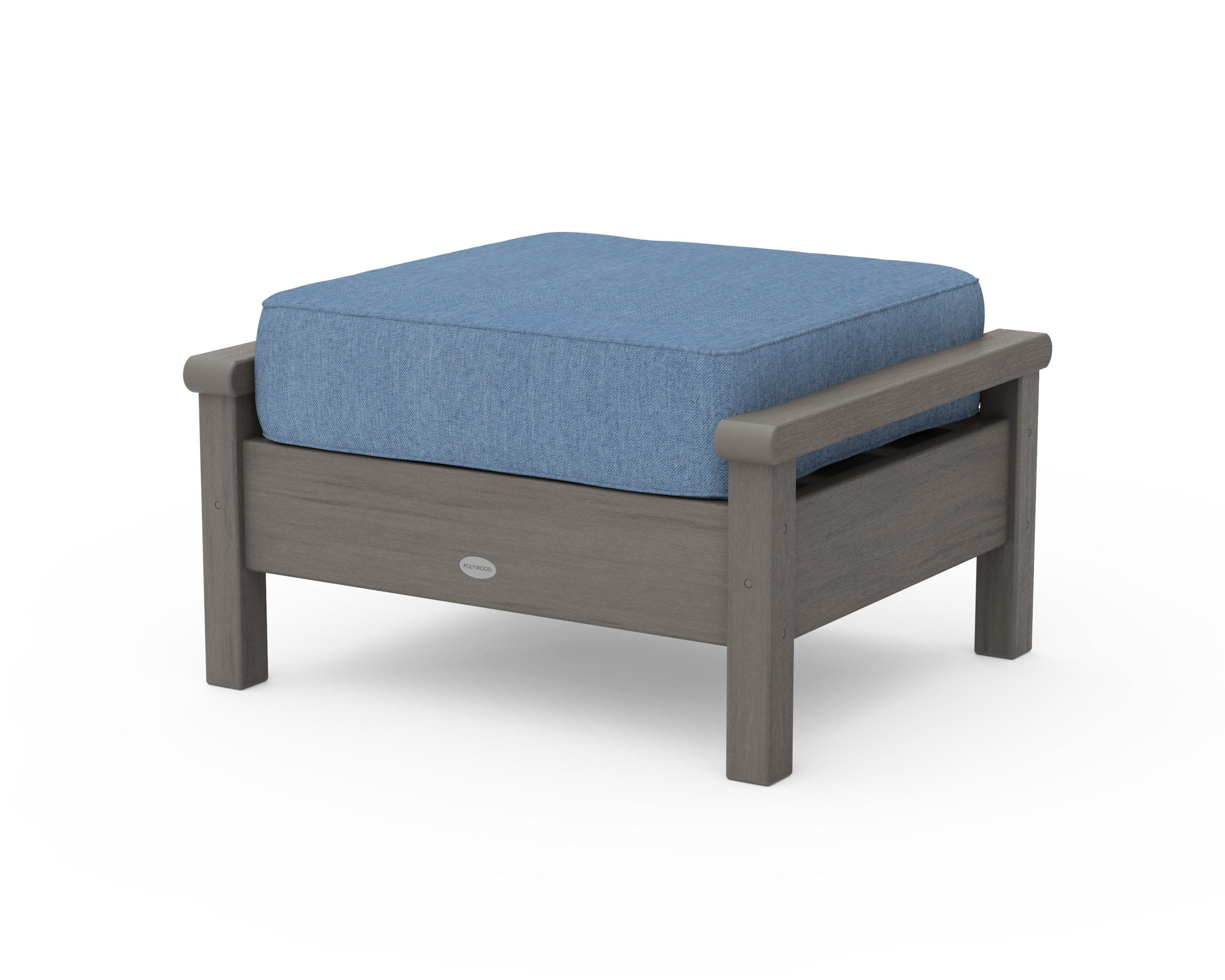 Harbour Deep Seating Ottoman in Driftwood / Sky Blue