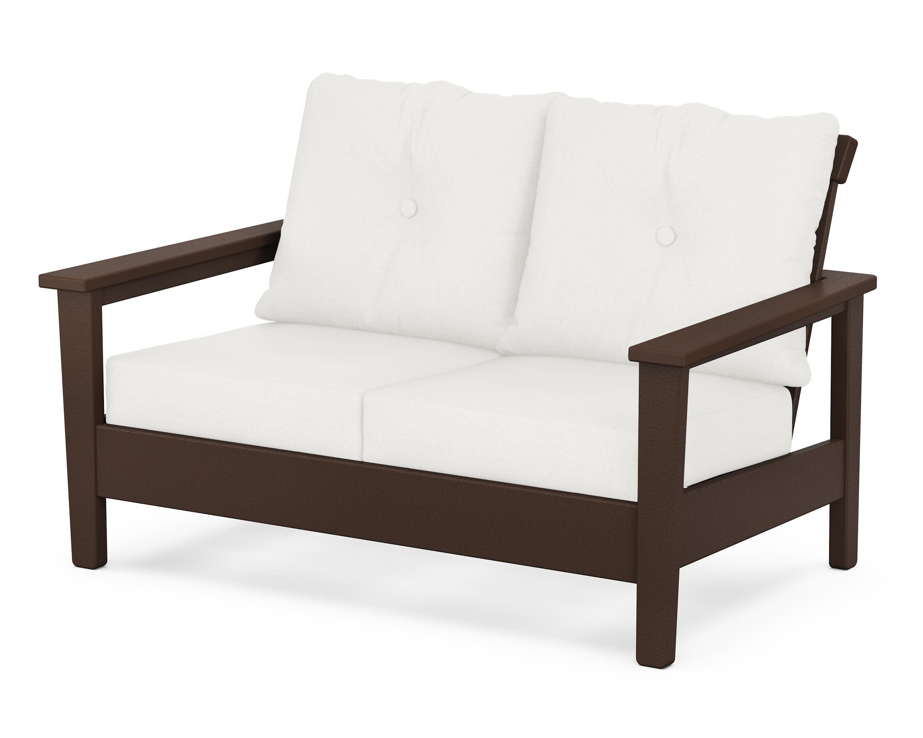 Prescott Deep Seating Loveseat in Mahogany / Natural Linen