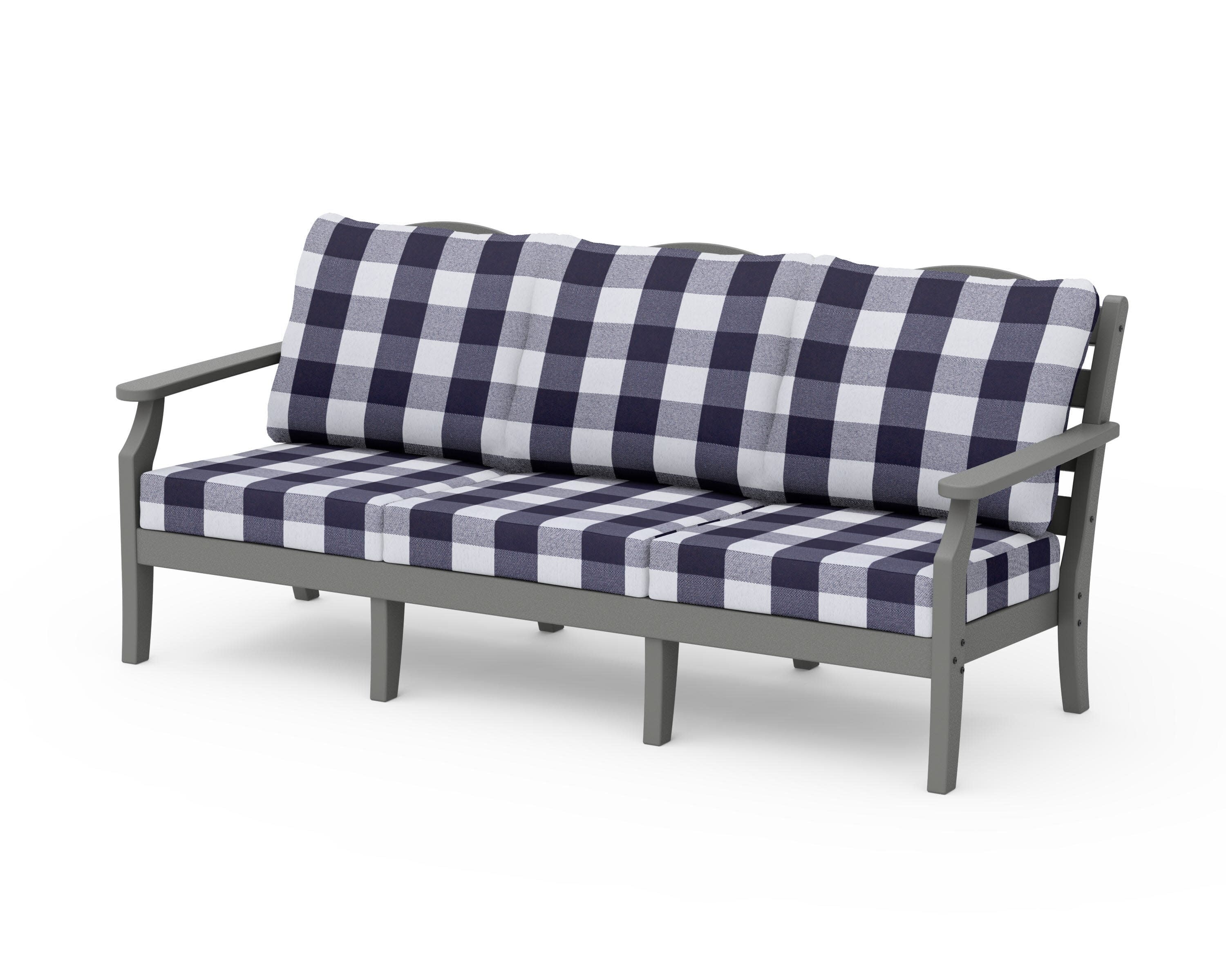 Savannah Deep Seating Sofa in Slate Grey / Buffalo Plaid Navy