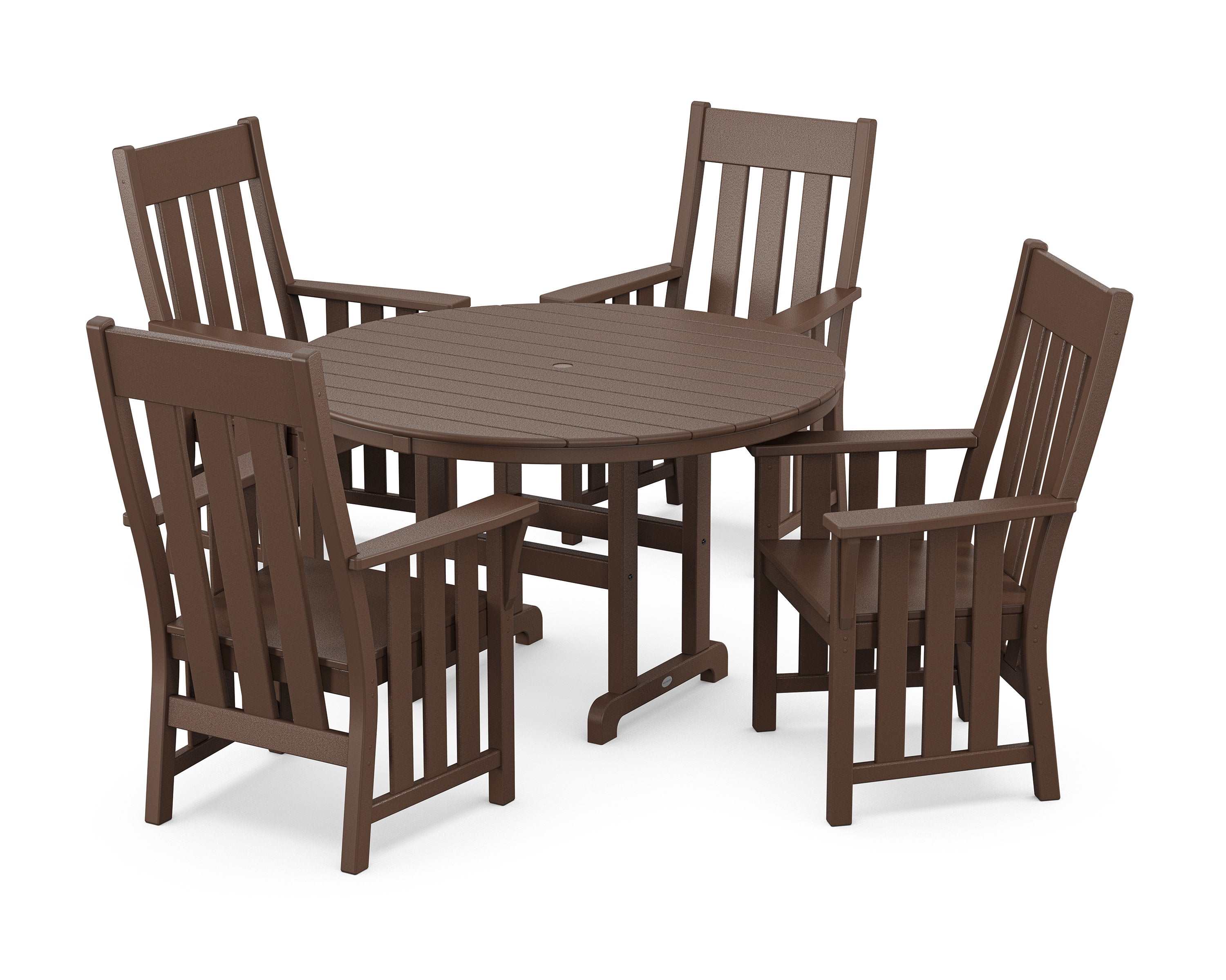 Acadia 5-Piece Round Farmhouse Dining Set in Mahogany