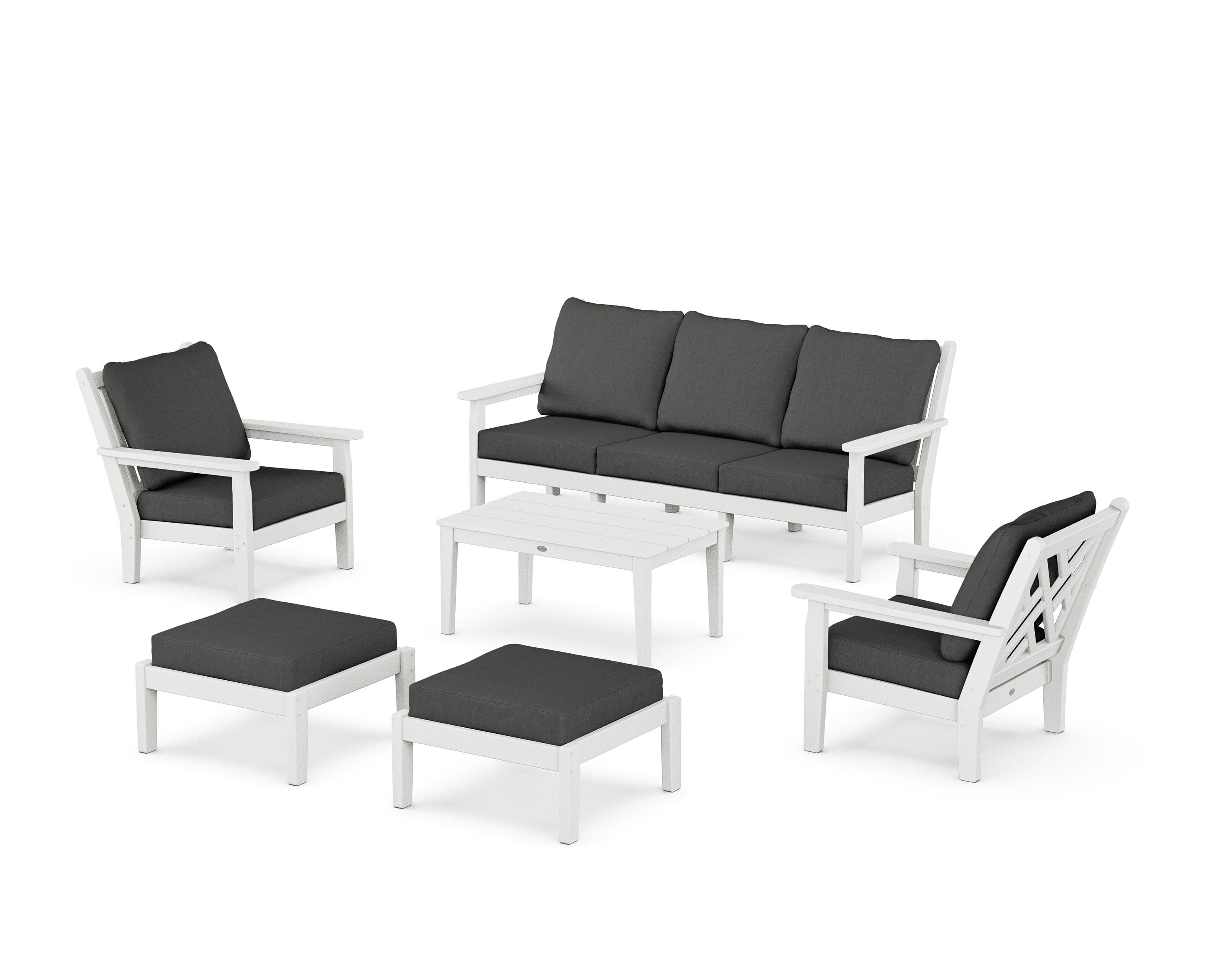 Chippendale 6-Piece Lounge Sofa Set in White / Spectrum Carbon