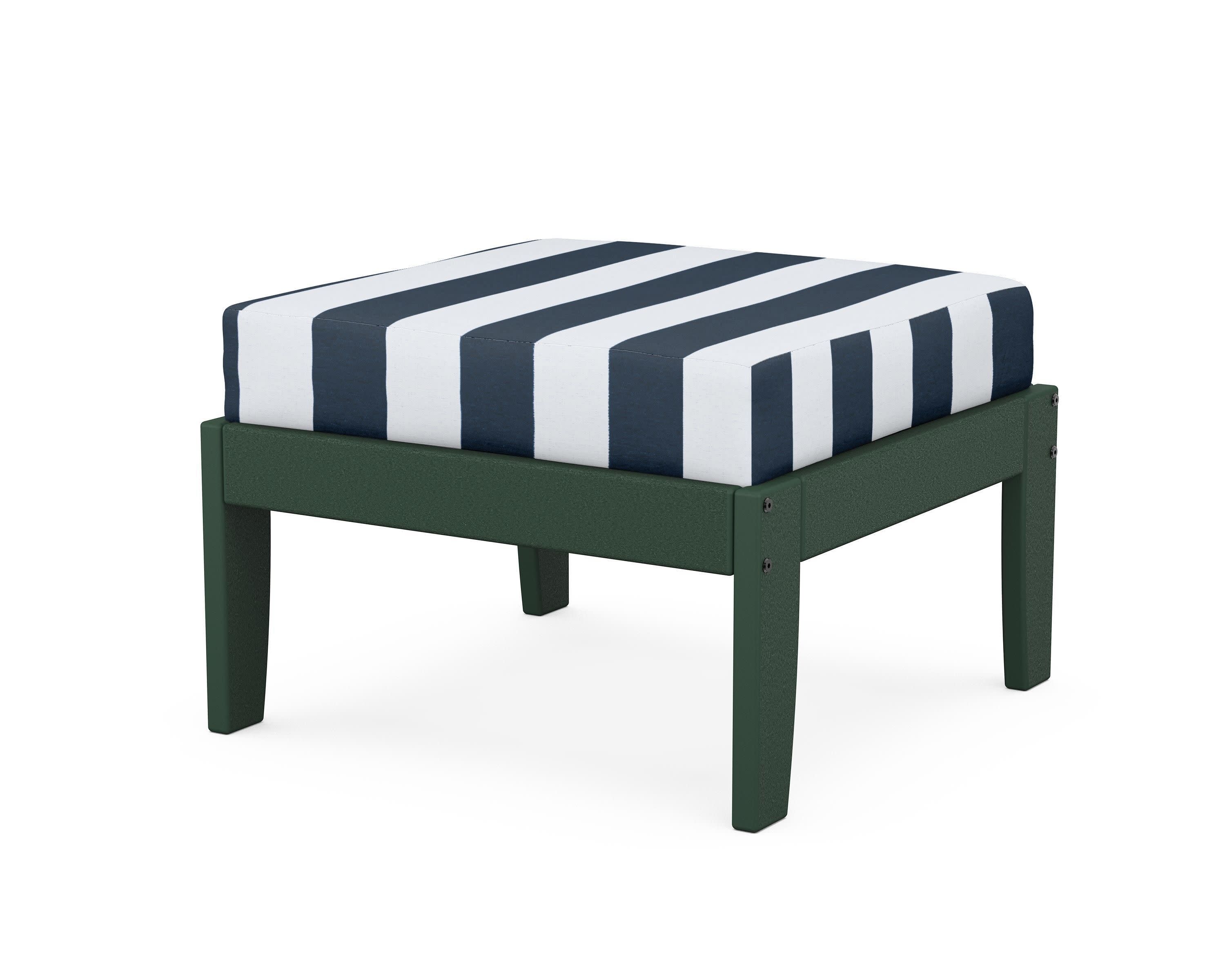 Modular Ottoman - Classic in Green / Cabana Stripe Marine Indigo
