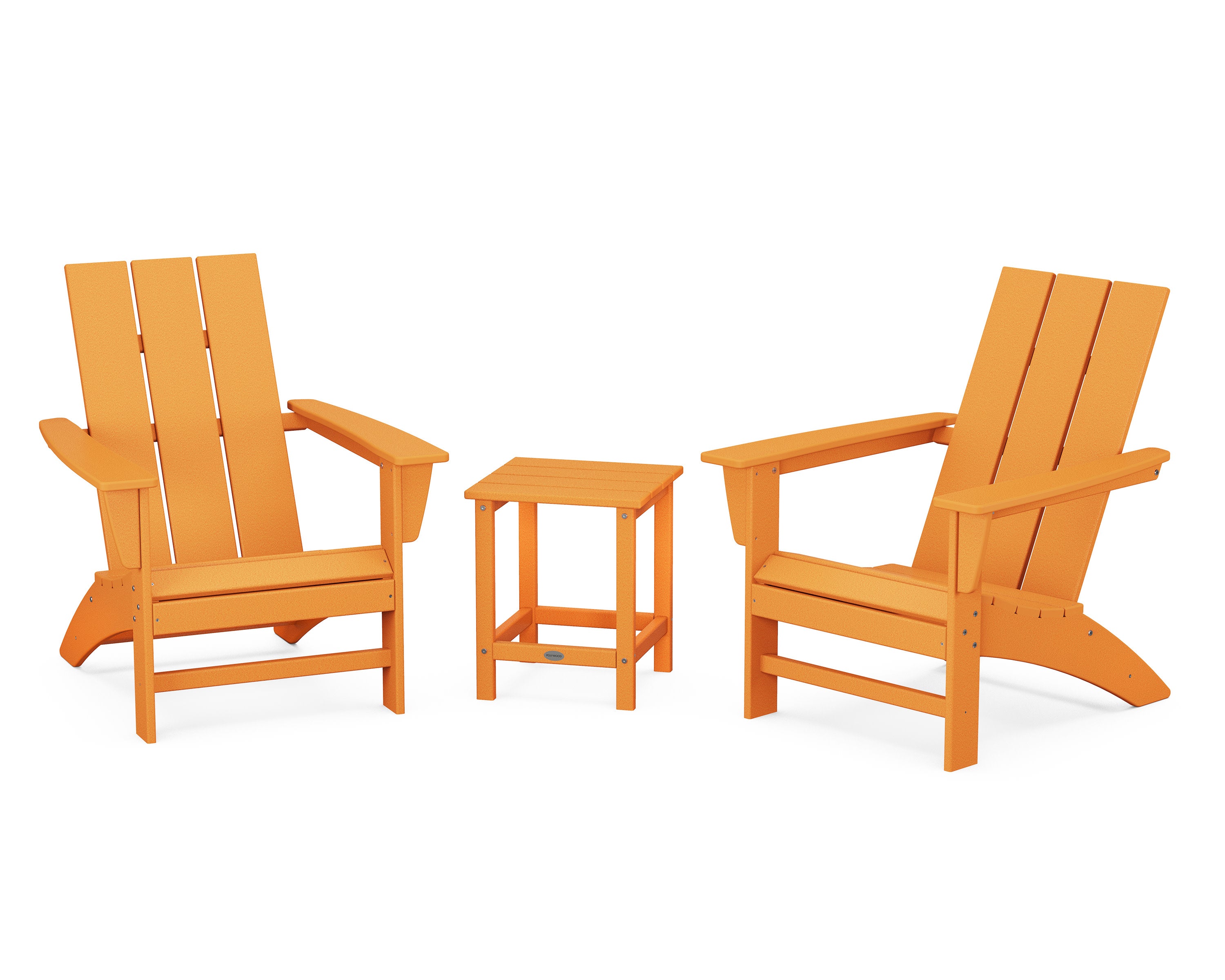 Modern 3-Piece Adirondack Set with Long Island 18" Side Table in Tangerine