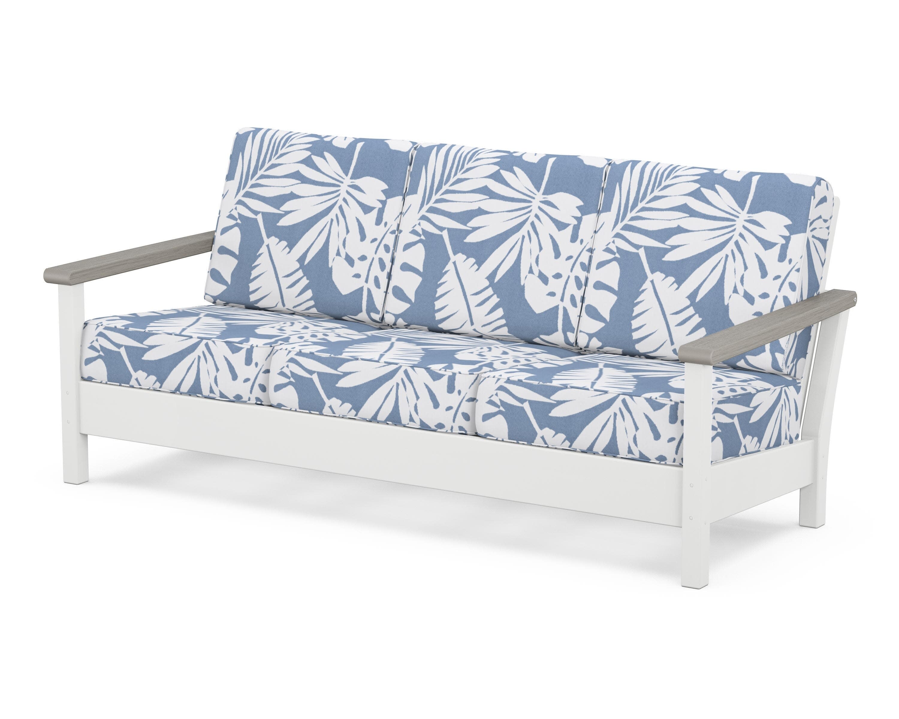 Harbour Deep Seating Sofa in White / Driftwood / Leaf Sky Blue