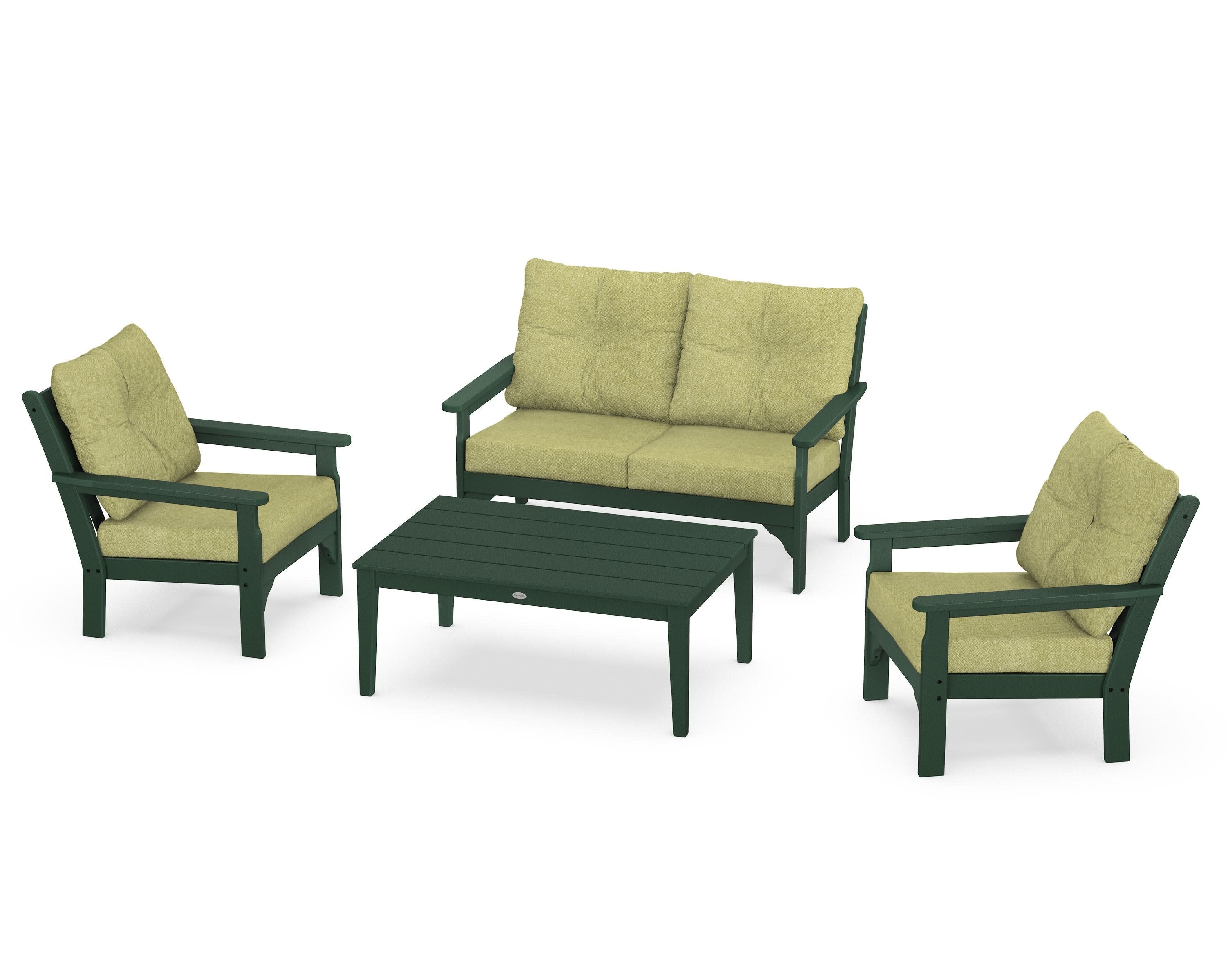 Vineyard 4-Piece Deep Seating Set in Green / Chartreuse Boucle