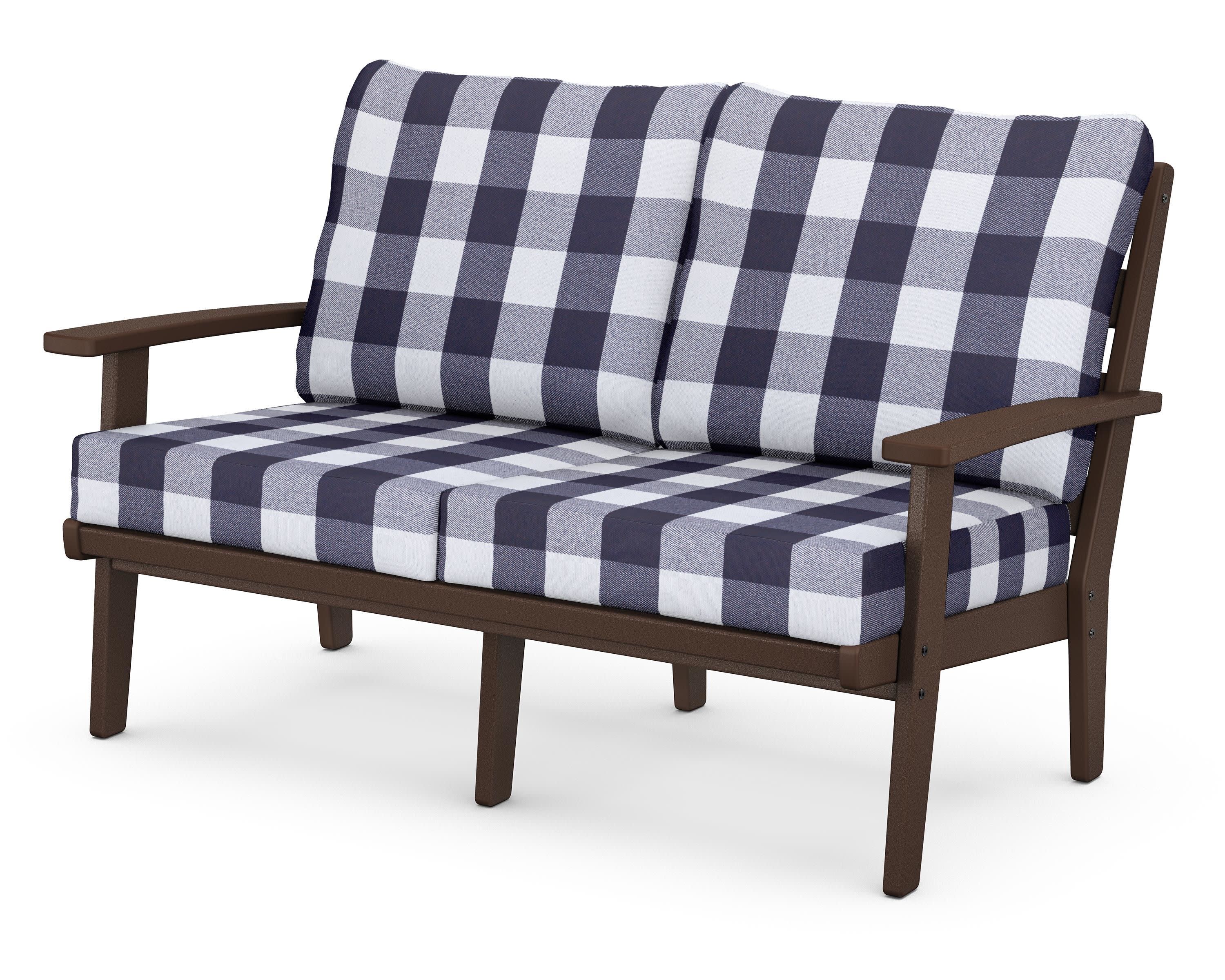 Grant Park Deep Seating Loveseat in Mahogany / Buffalo Plaid Navy