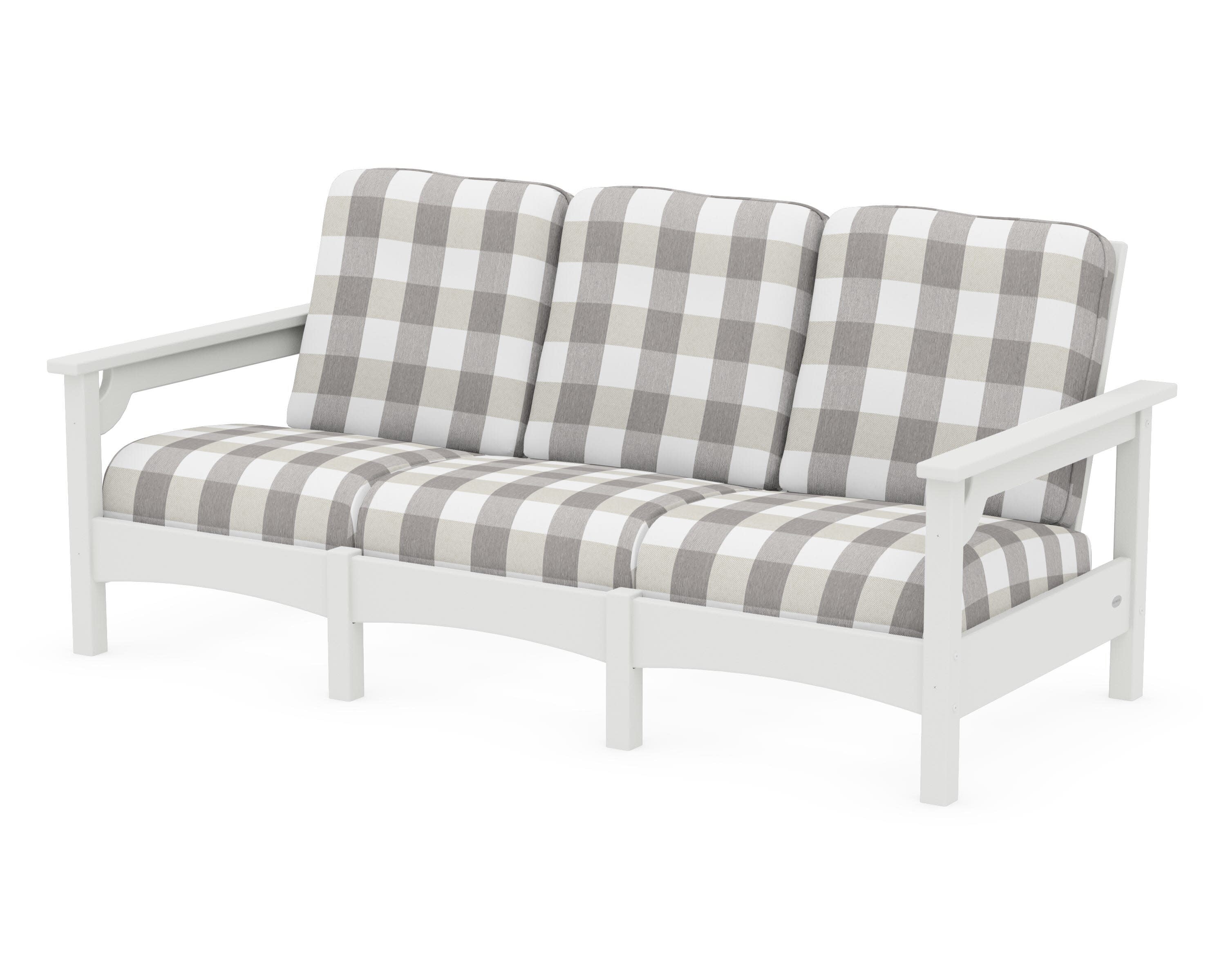 Club Sofa in Vintage White / Buffalo Plaid Grey Mist