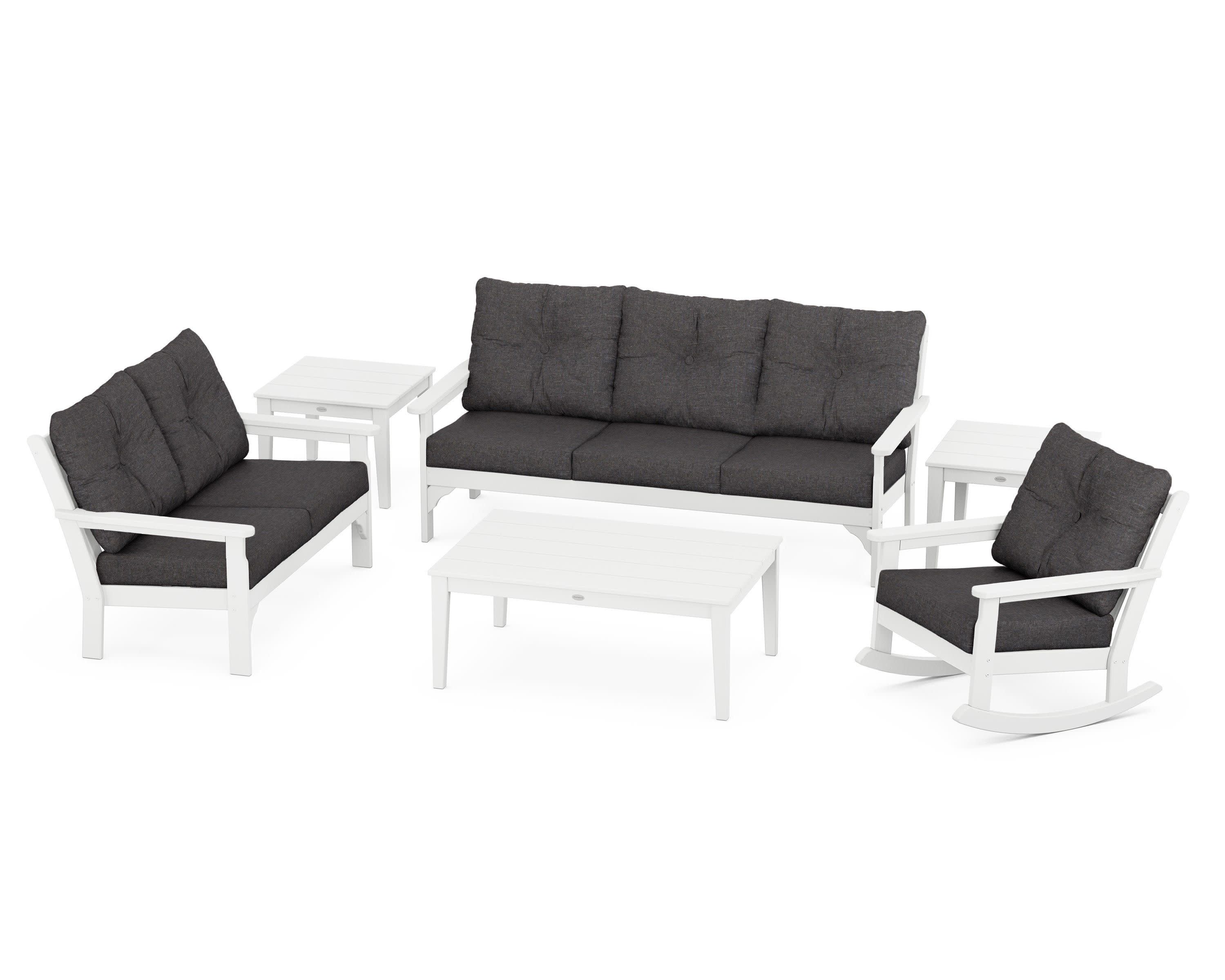Vineyard 6-Piece Deep Seating Set in White / Ash Charcoal