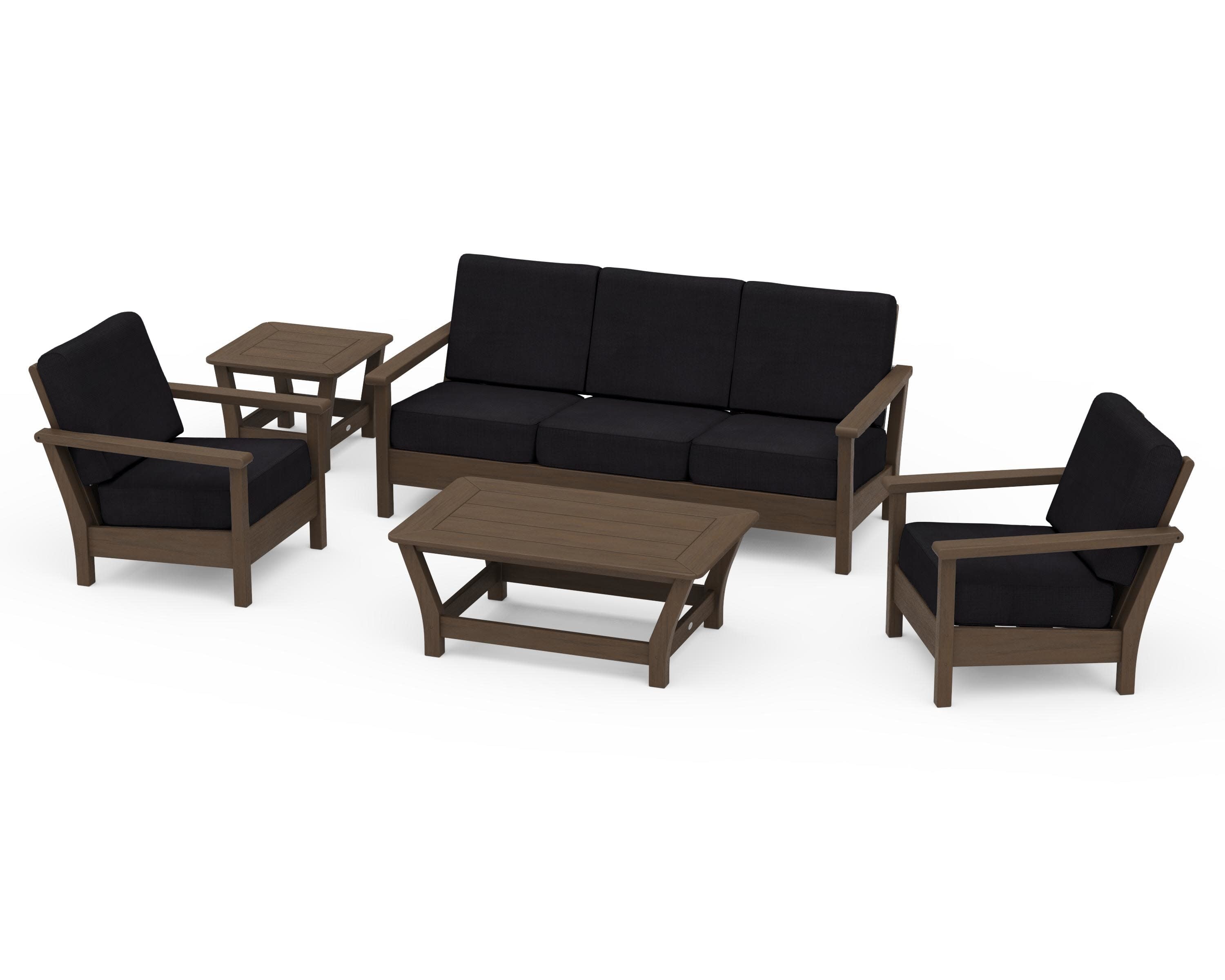 Harbour 5-Piece Deep Seating Set in Kona / Midnight Linen