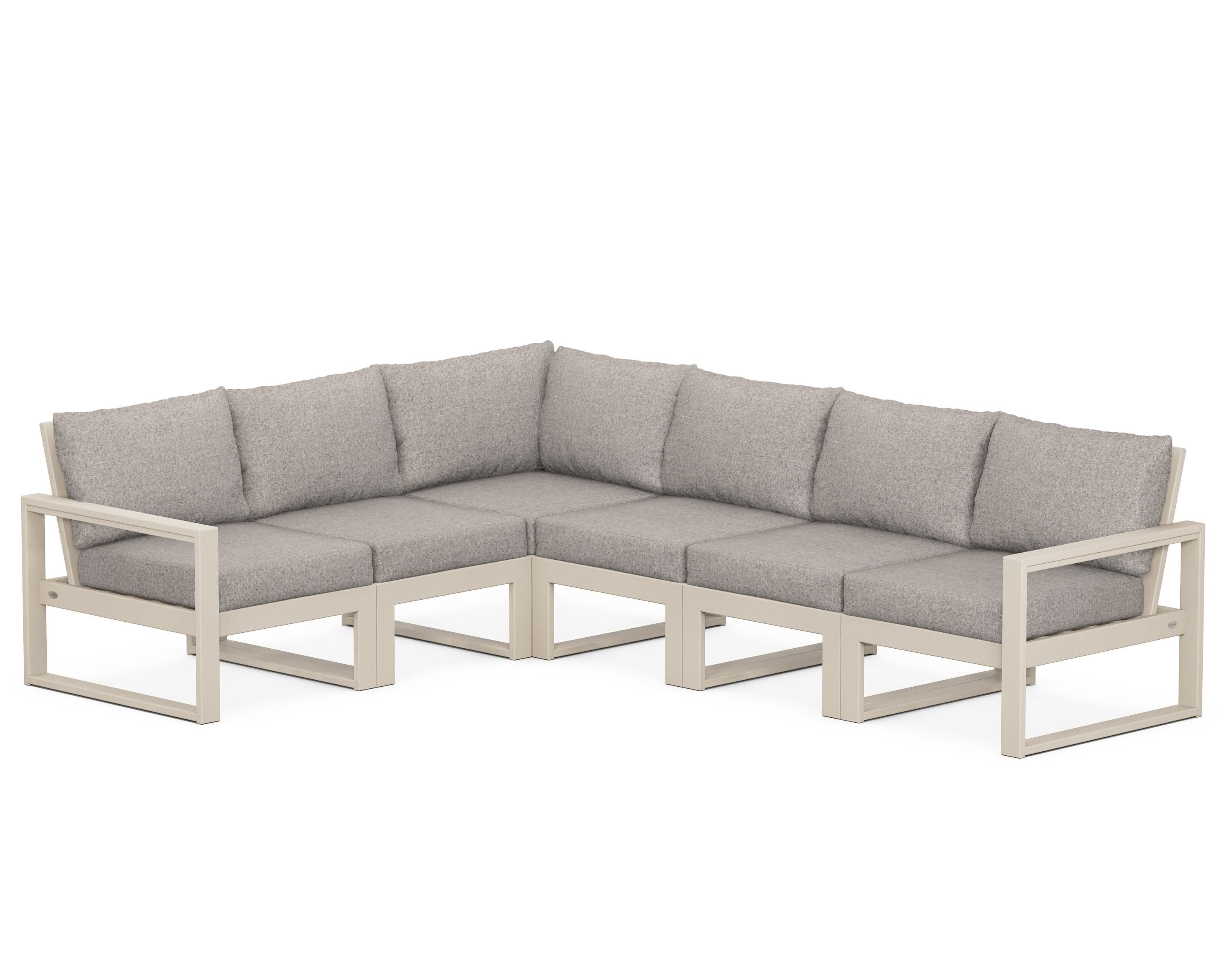 EDGE 6-Piece Modular Deep Seating Set in Sand / Weathered Tweed