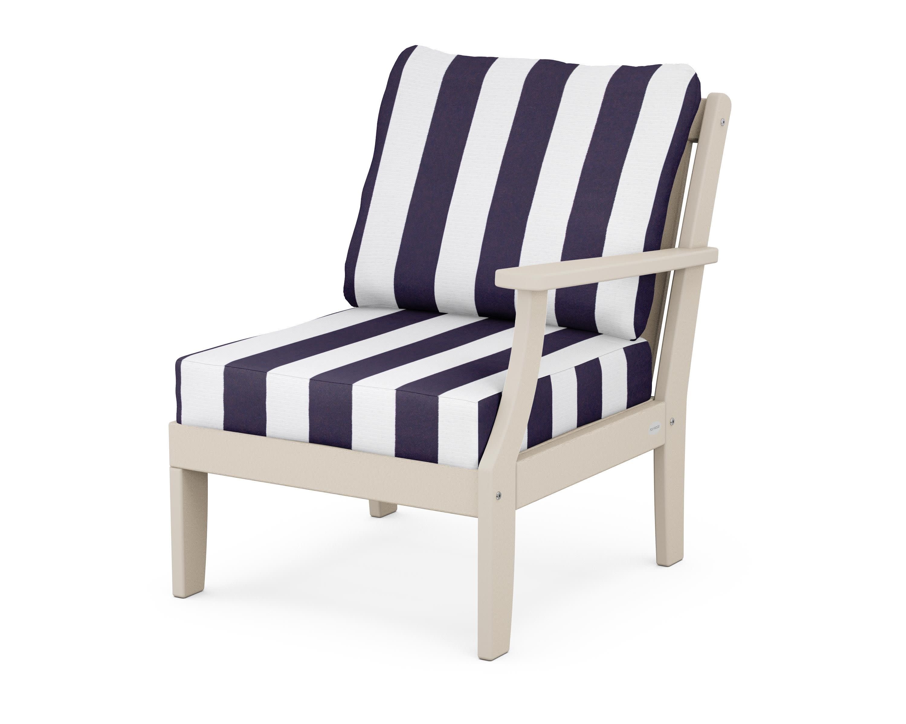 Braxton Modular Right Arm Chair in Sand / Cabana Stripe Navy