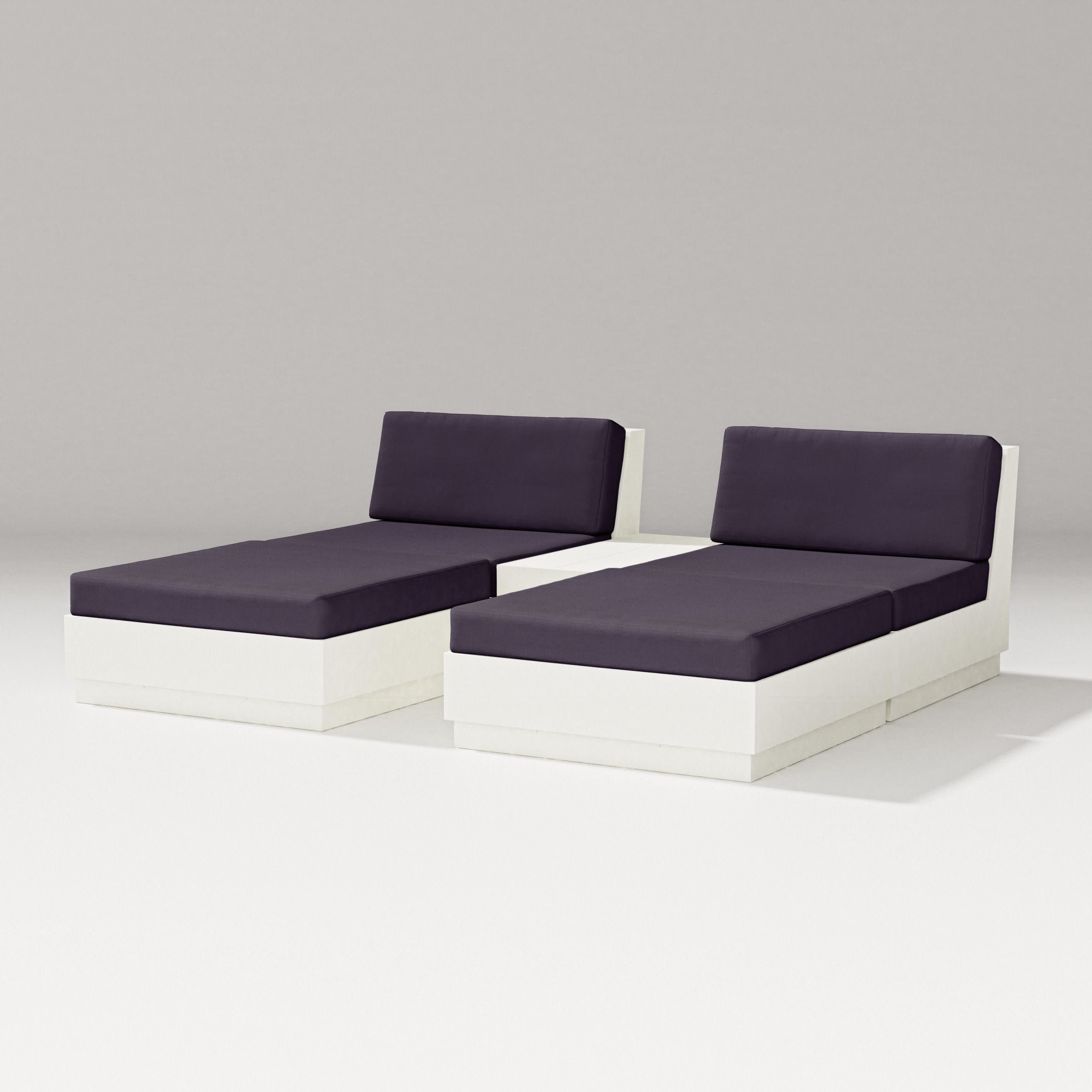 Elevate Double Chaise Set in Vintage White / Navy Linen