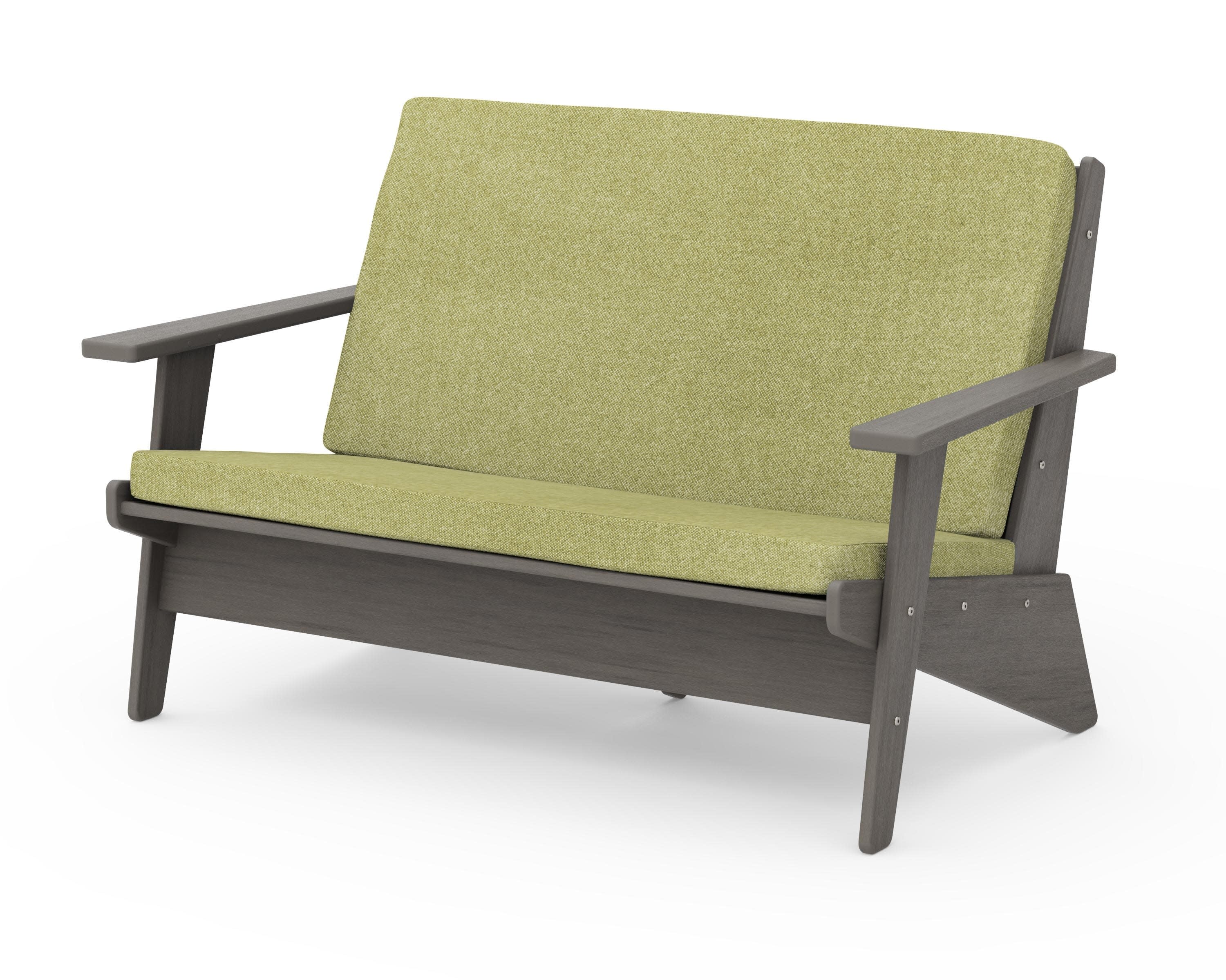 Riviera Modern Lounge Loveseat in Driftwood / Chartreuse Boucle
