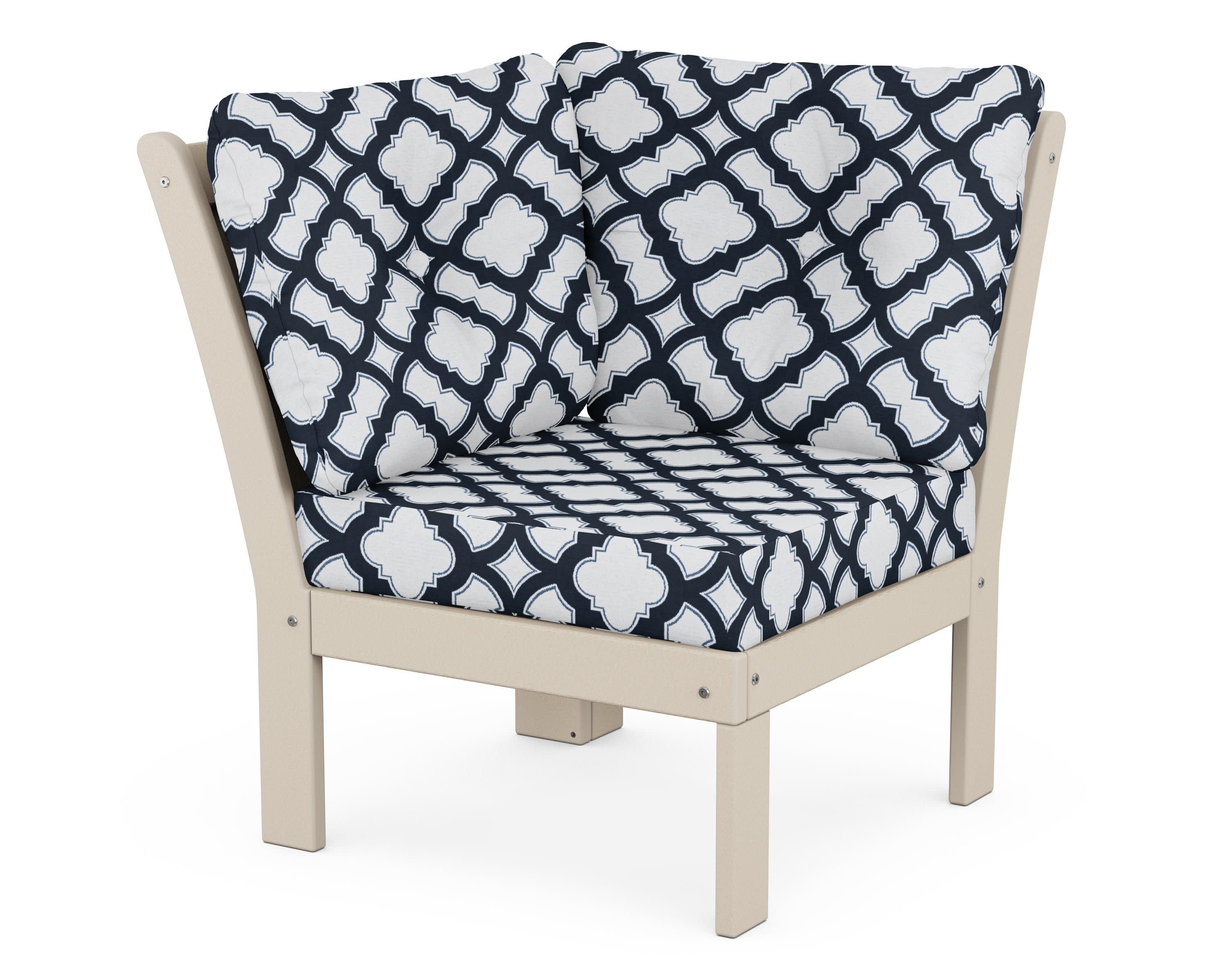 Vineyard Modular Corner Chair in Sand / Trellis Marine Indigo