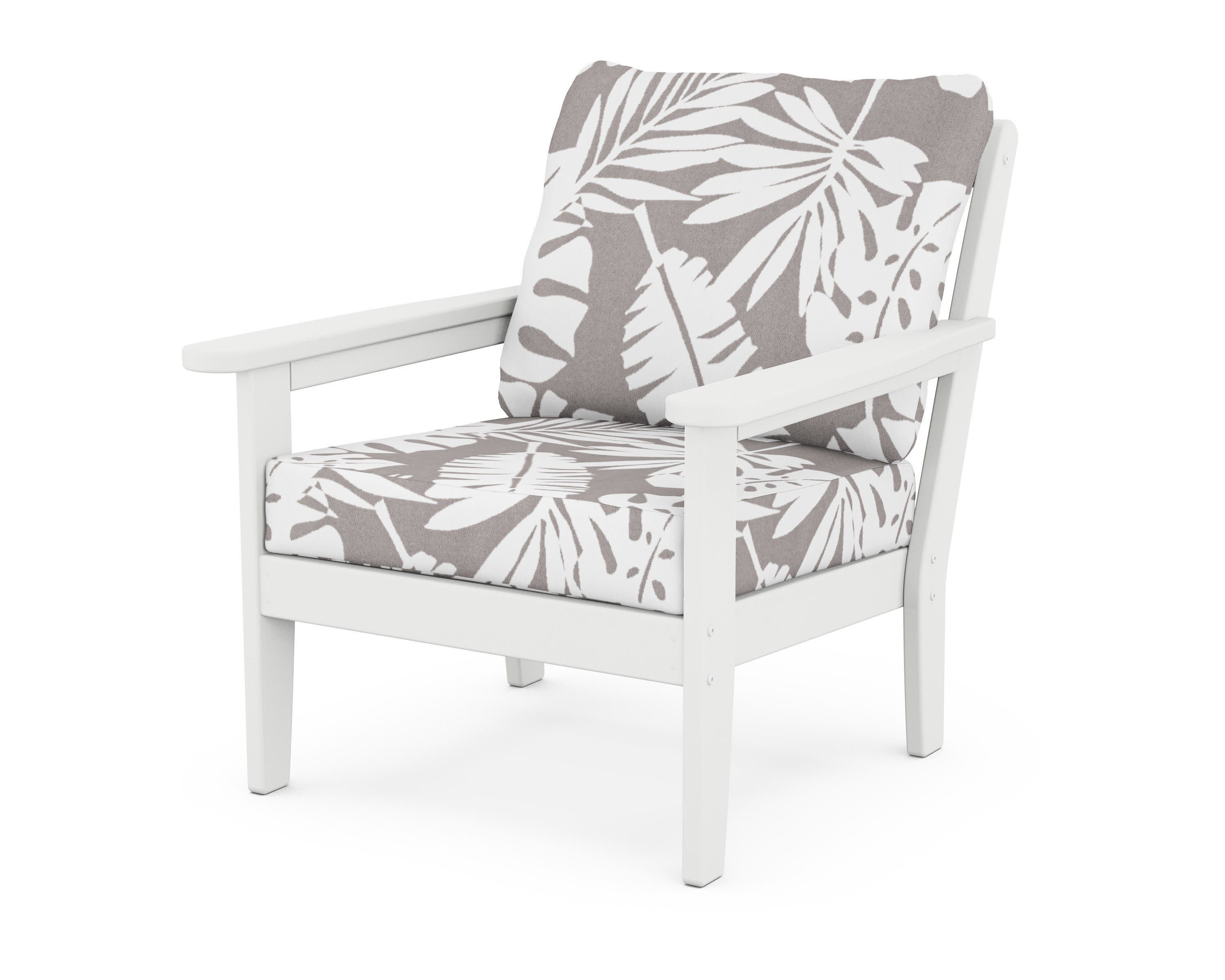 Cottage Deep Seating Chair in White / Leaf Grey Mist