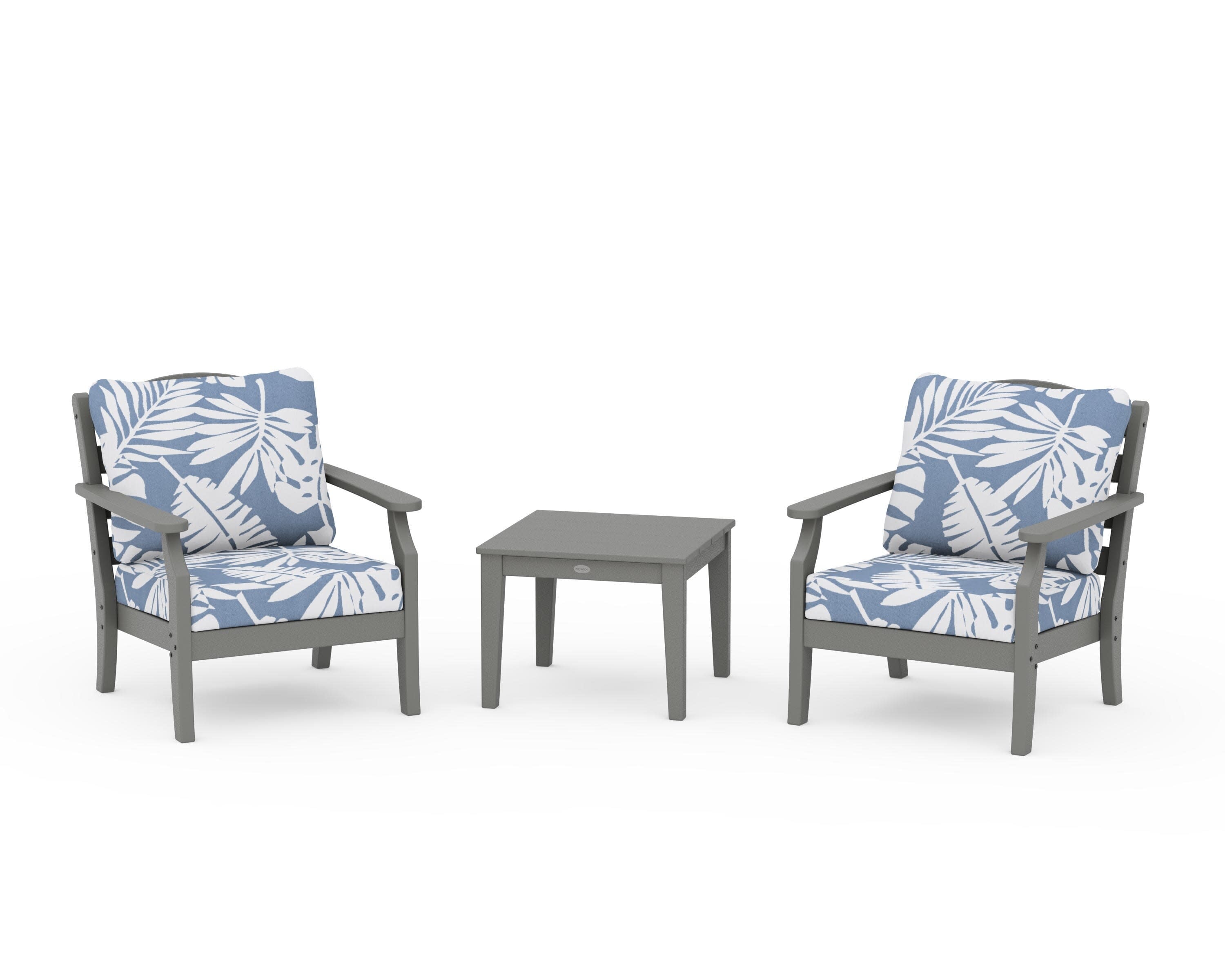 Savannah 3-Piece Deep Seating Set in Slate Grey / Leaf Sky Blue