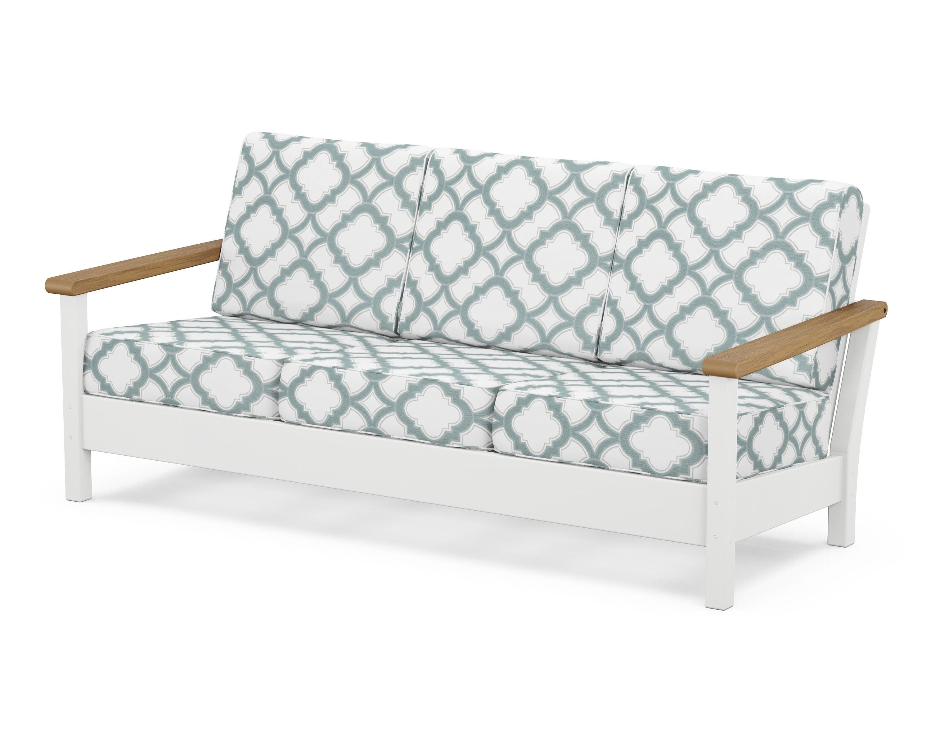Harbour Deep Seating Sofa in White / Natural / Trellis Glacier Spa
