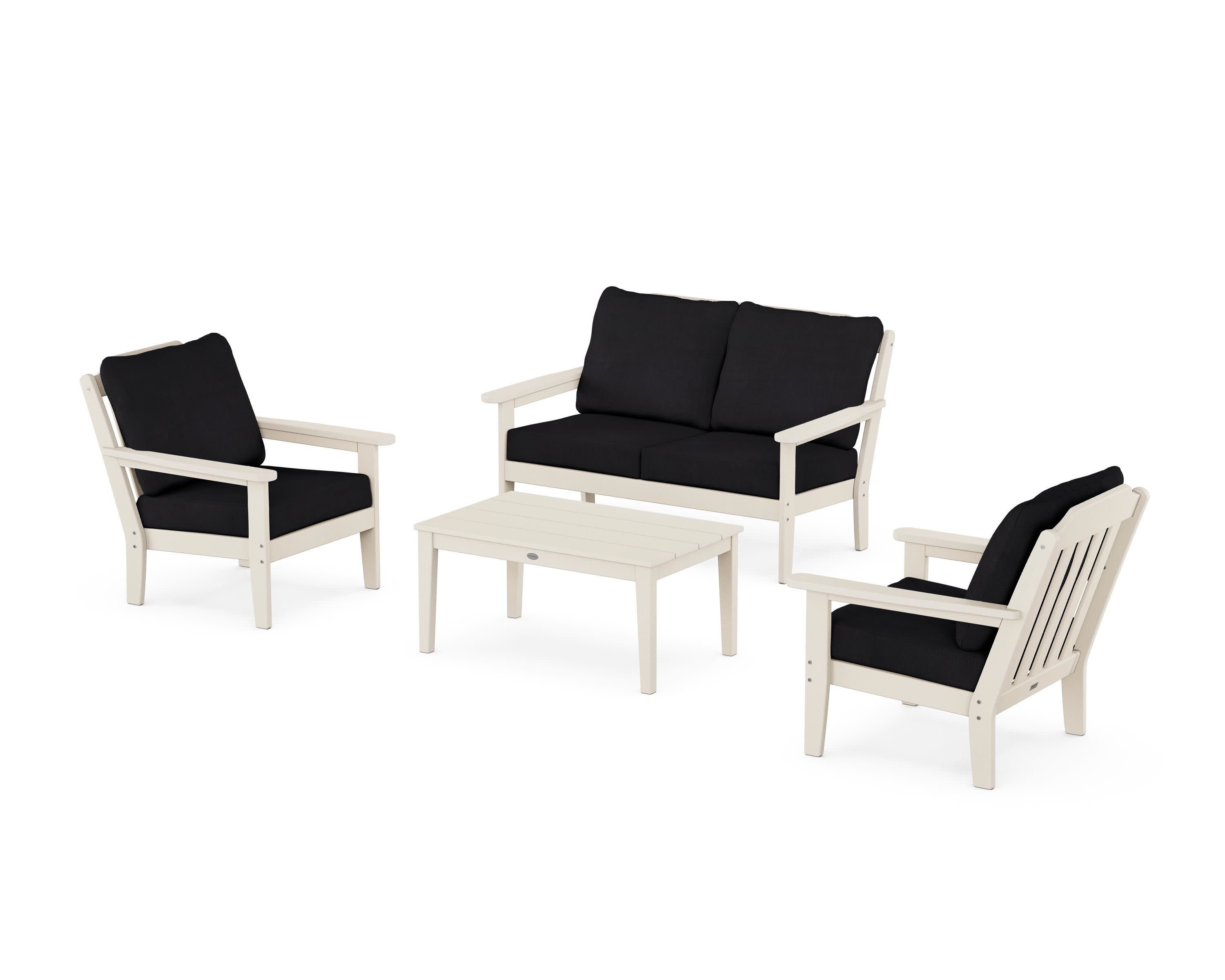Cottage 4-Piece Deep Seating Set with Loveseat in Sand / Midnight Linen