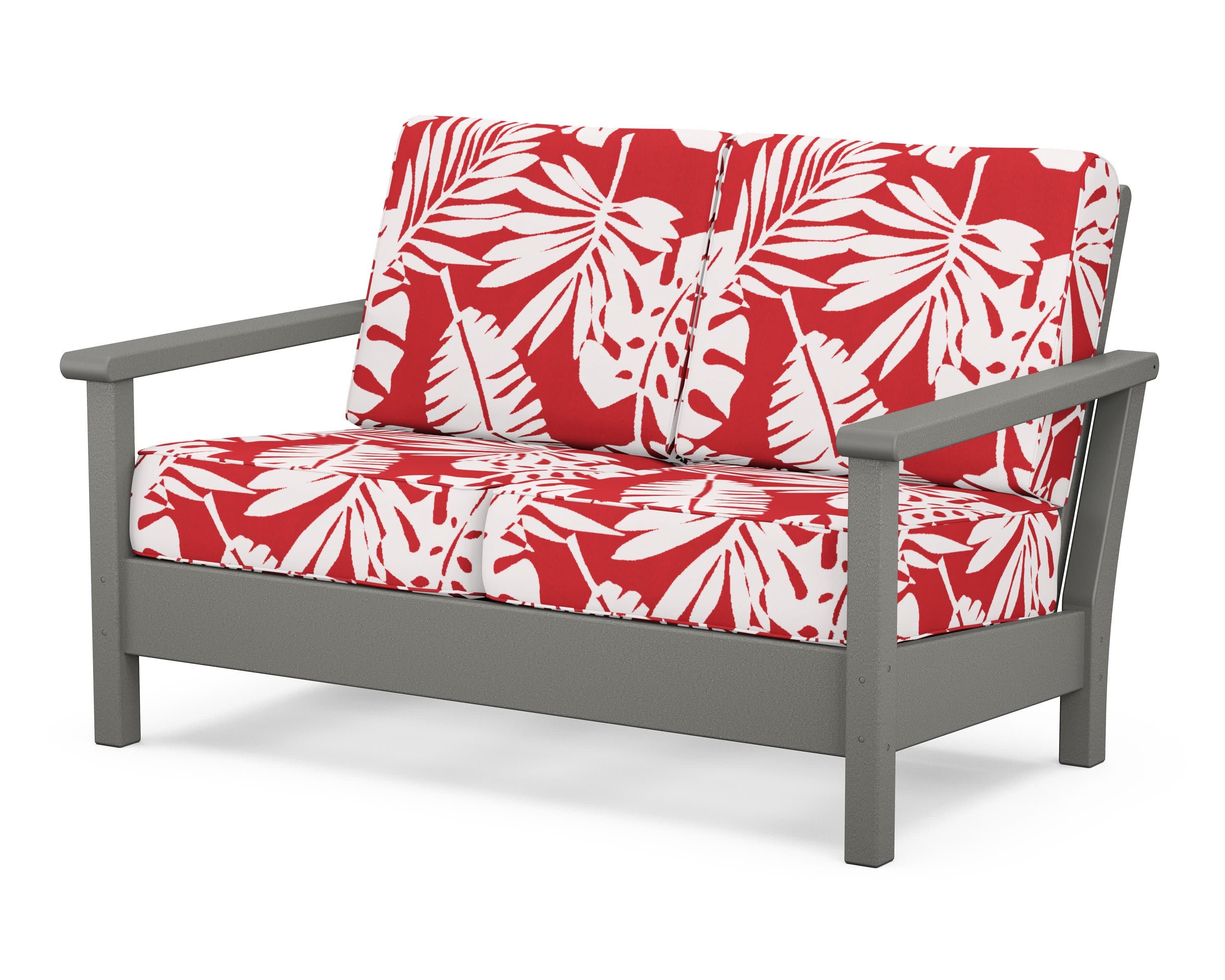 Harbour Deep Seating Loveseat in Slate Grey / Leaf Crimson