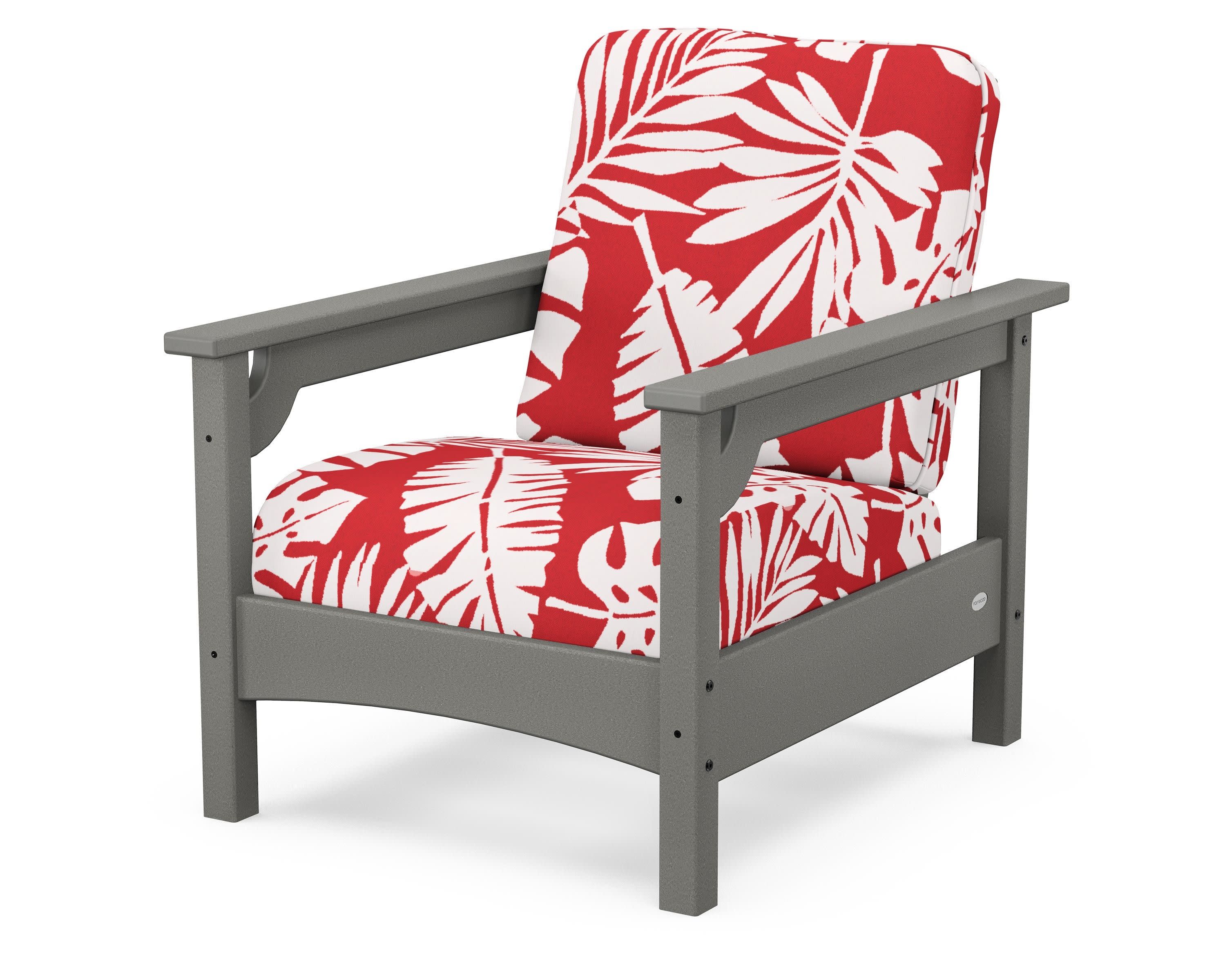 Club Chair in Slate Grey / Leaf Crimson
