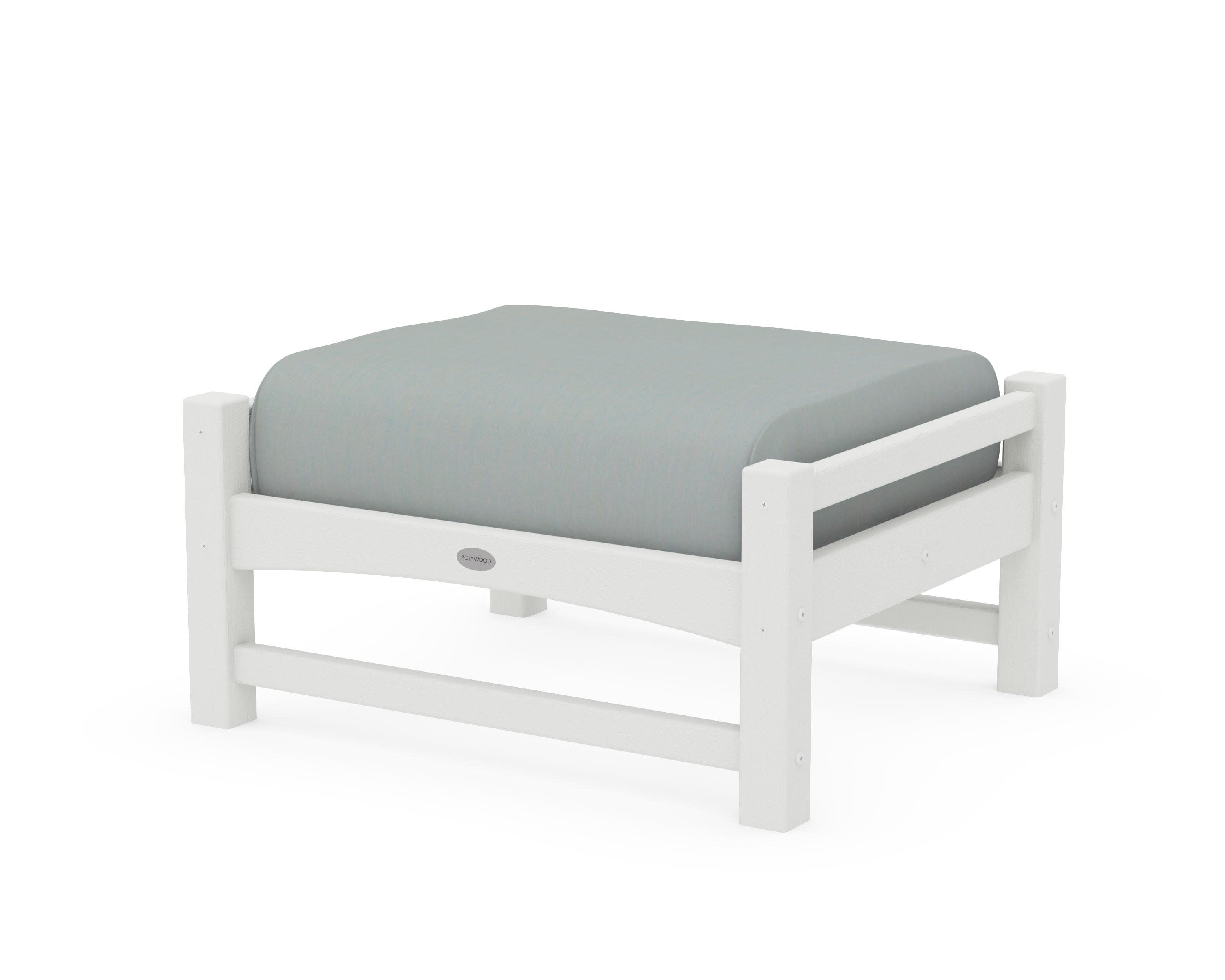 Club Ottoman in Vintage White / Spa