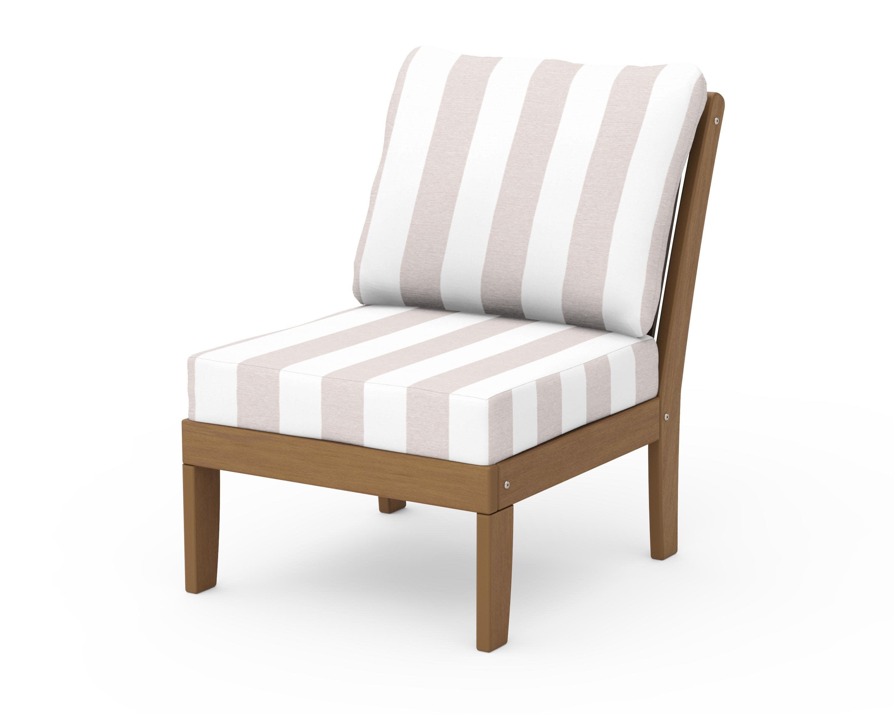 Braxton Modular Armless Chair in Natural / Cabana Stripe Dune Burlap