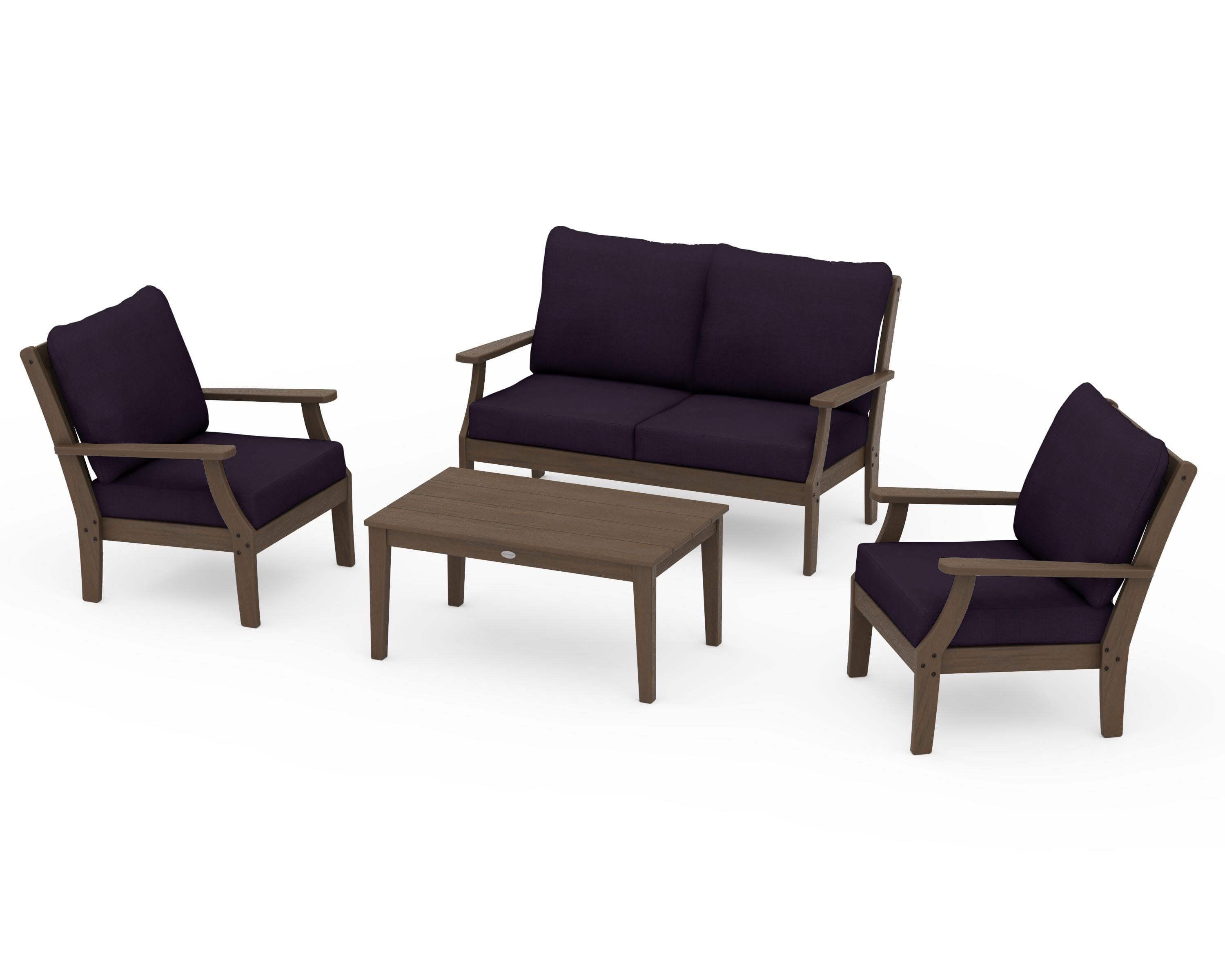 Braxton 4-Piece Deep Seating Chair Set in Kona / Navy Linen