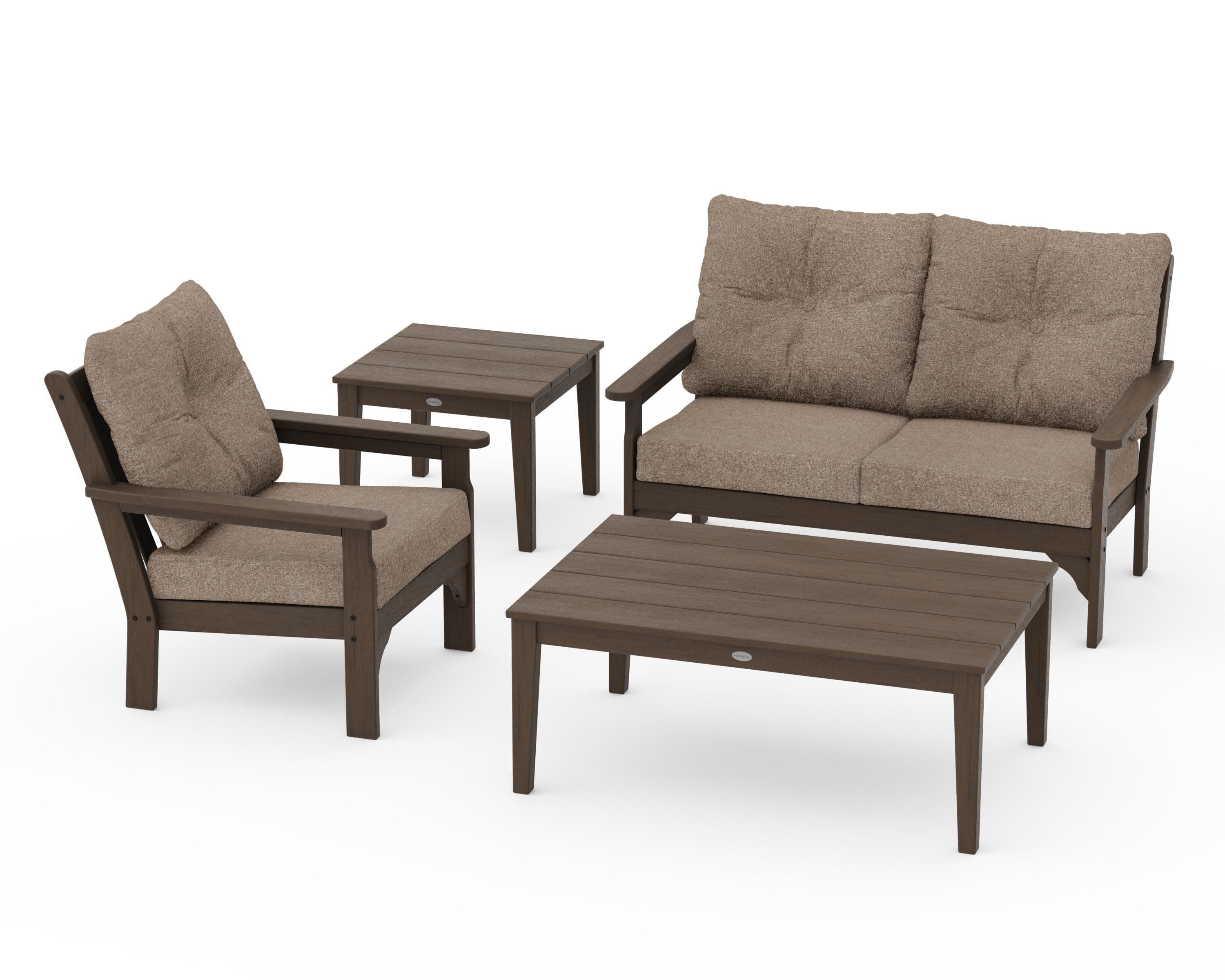 Vineyard 4-Piece Deep Seating Set in Kona / Spiced Burlap