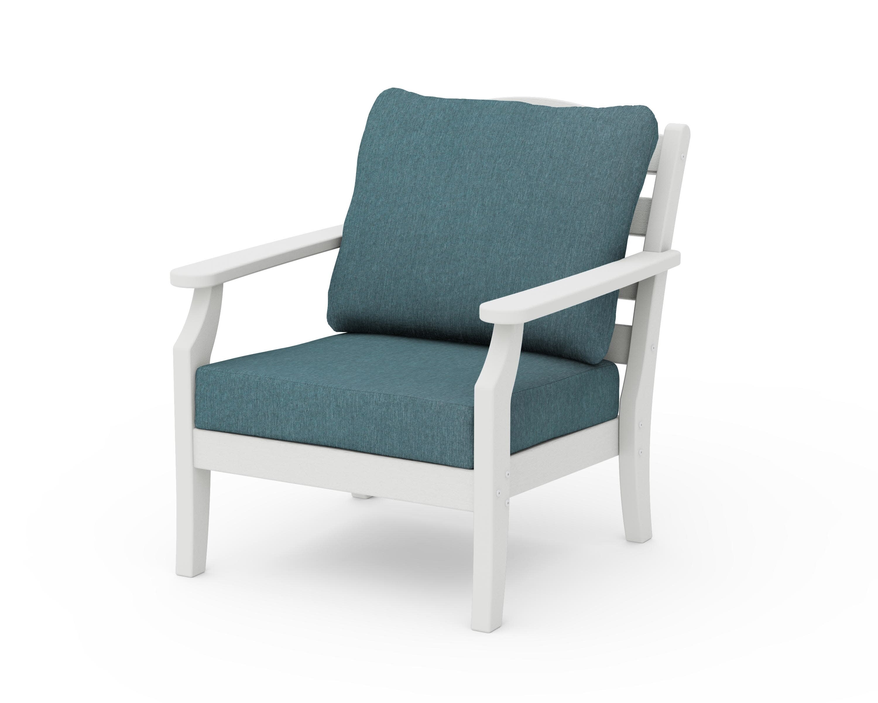 Savannah Deep Seating Chair in Vintage White / Ocean Teal