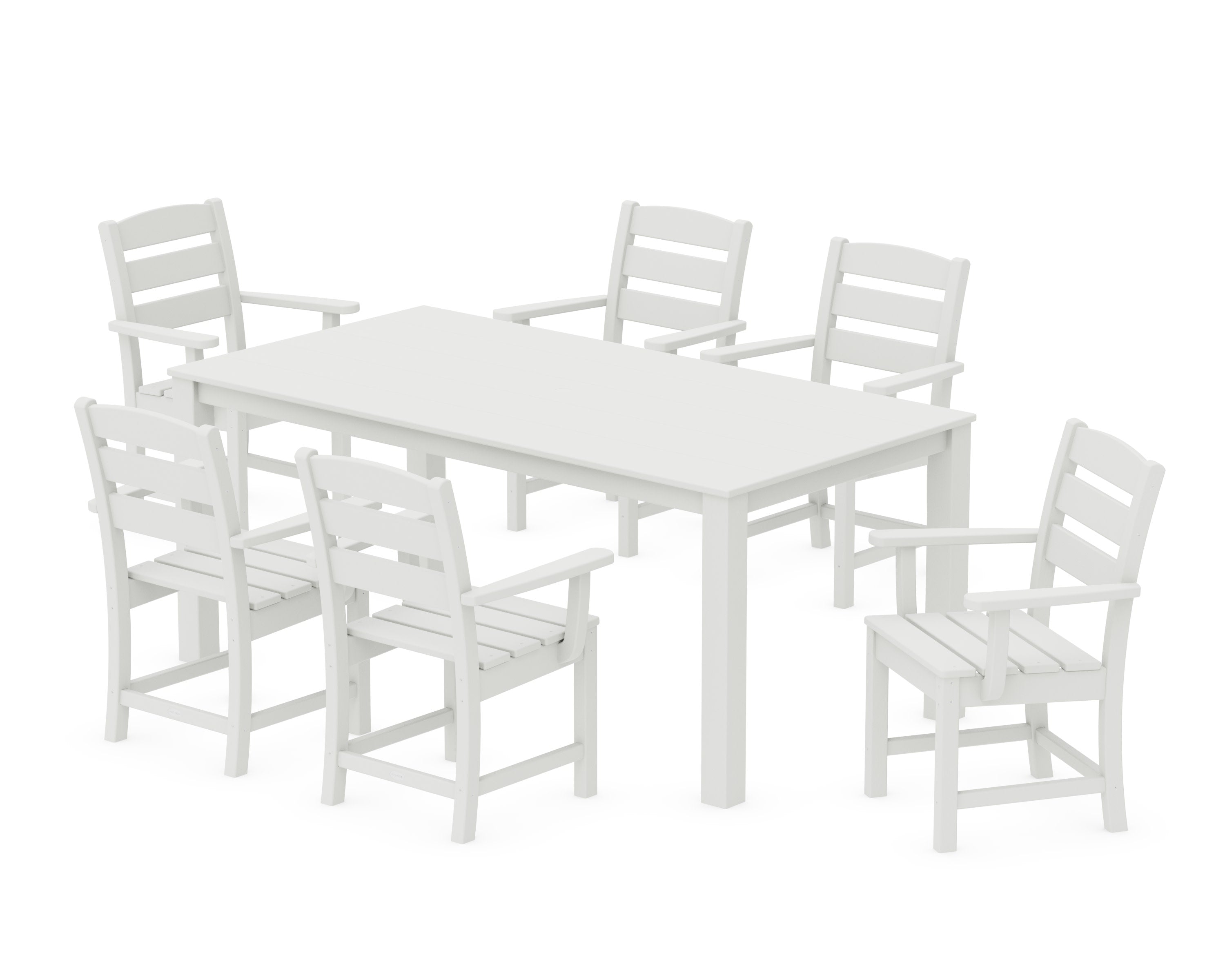 Lakeside Arm Chair 7-Piece Parsons Dining Set in Vintage White