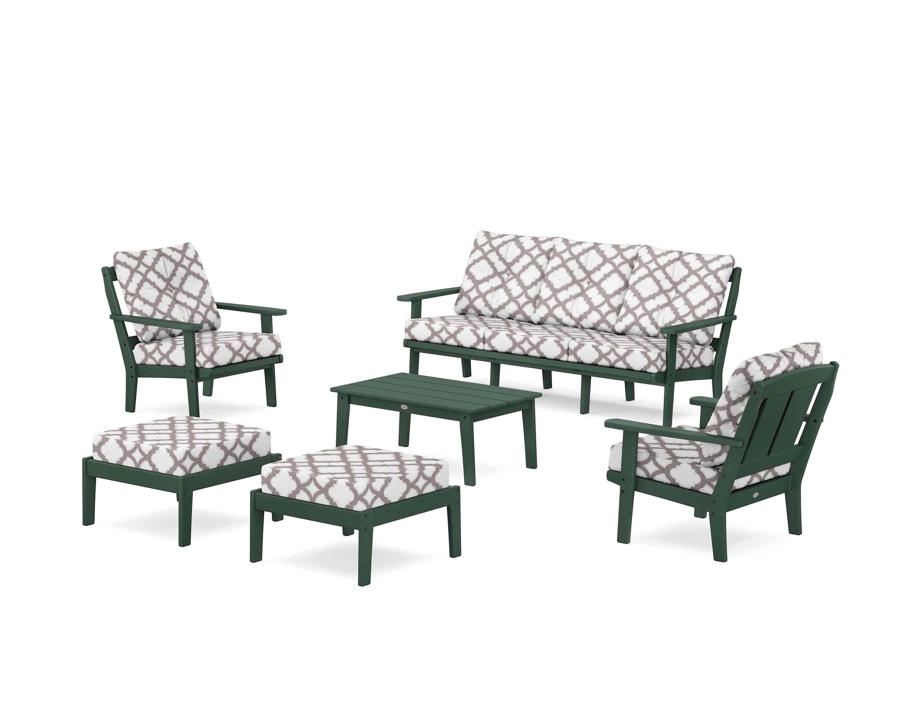 Mission 6-Piece Lounge Sofa Set in Green / Trellis Grey Mist