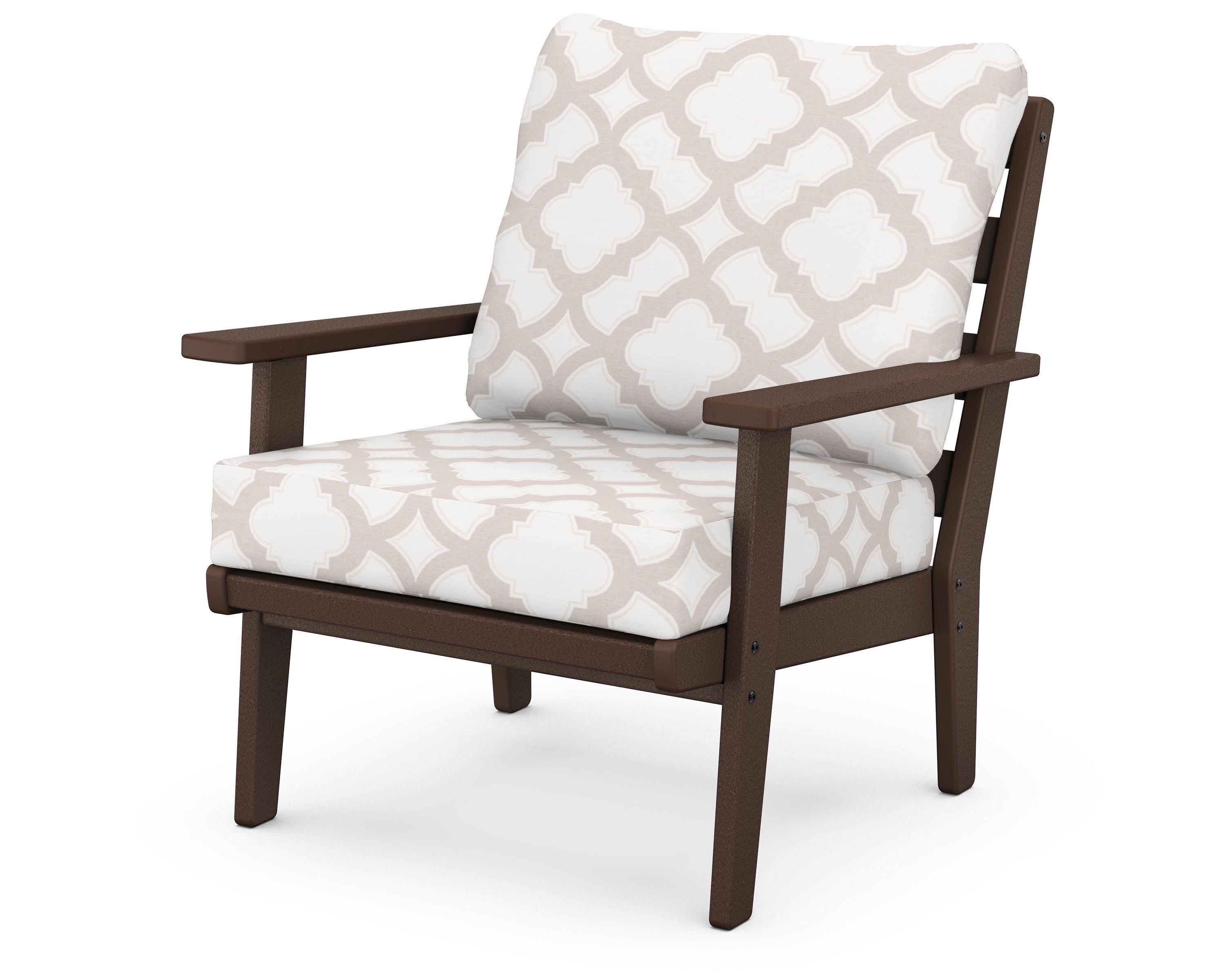 Grant Park Deep Seating Chair in Mahogany / Trellis Dune Burlap
