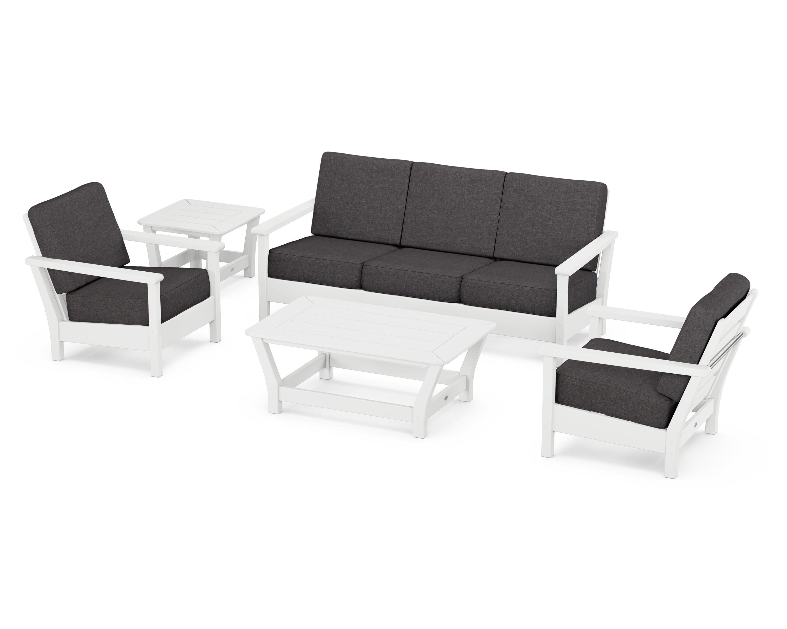 Harbour 5-Piece Deep Seating Set in White / Ash Charcoal