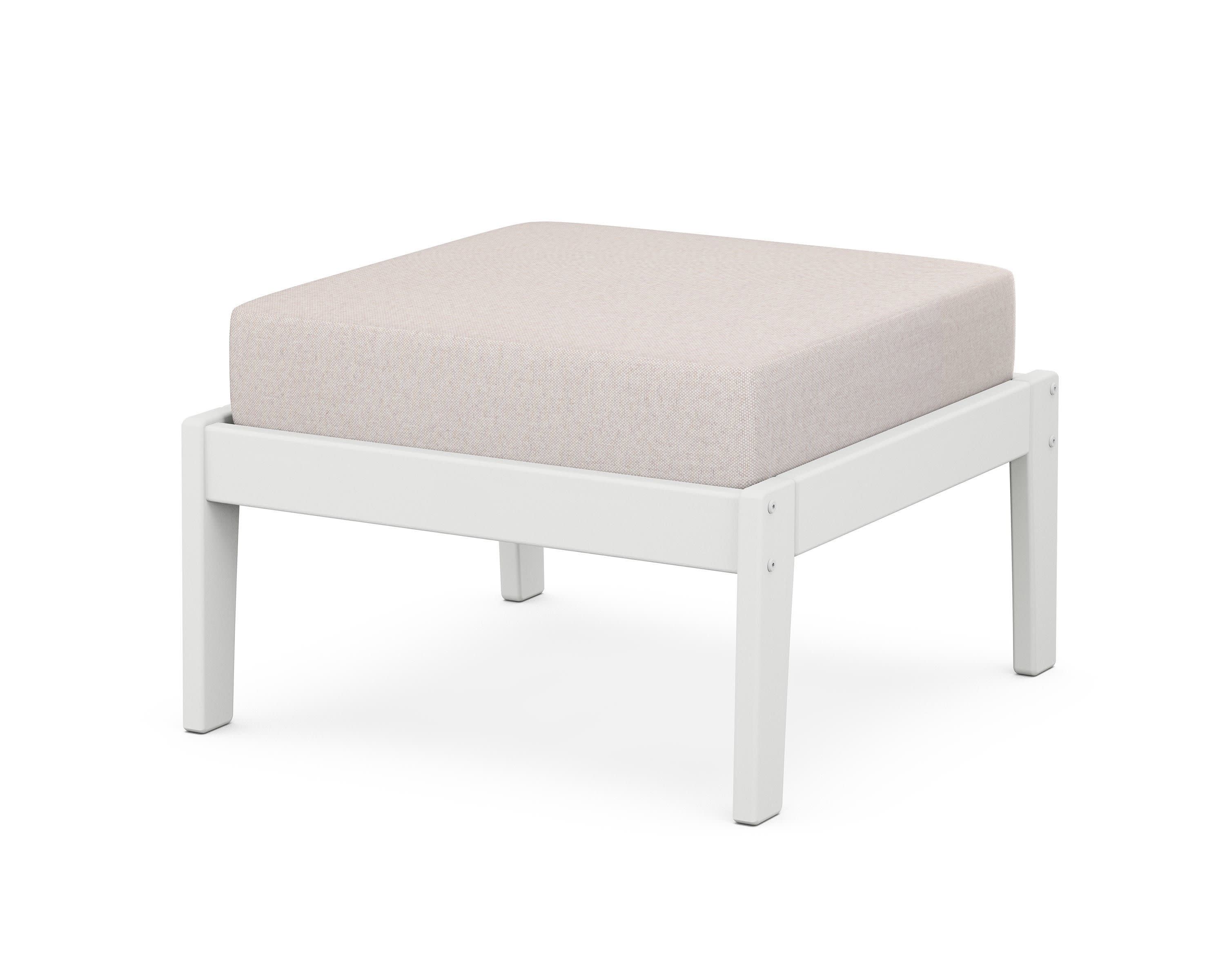 Deep Seating Ottoman in White / Dune Burlap