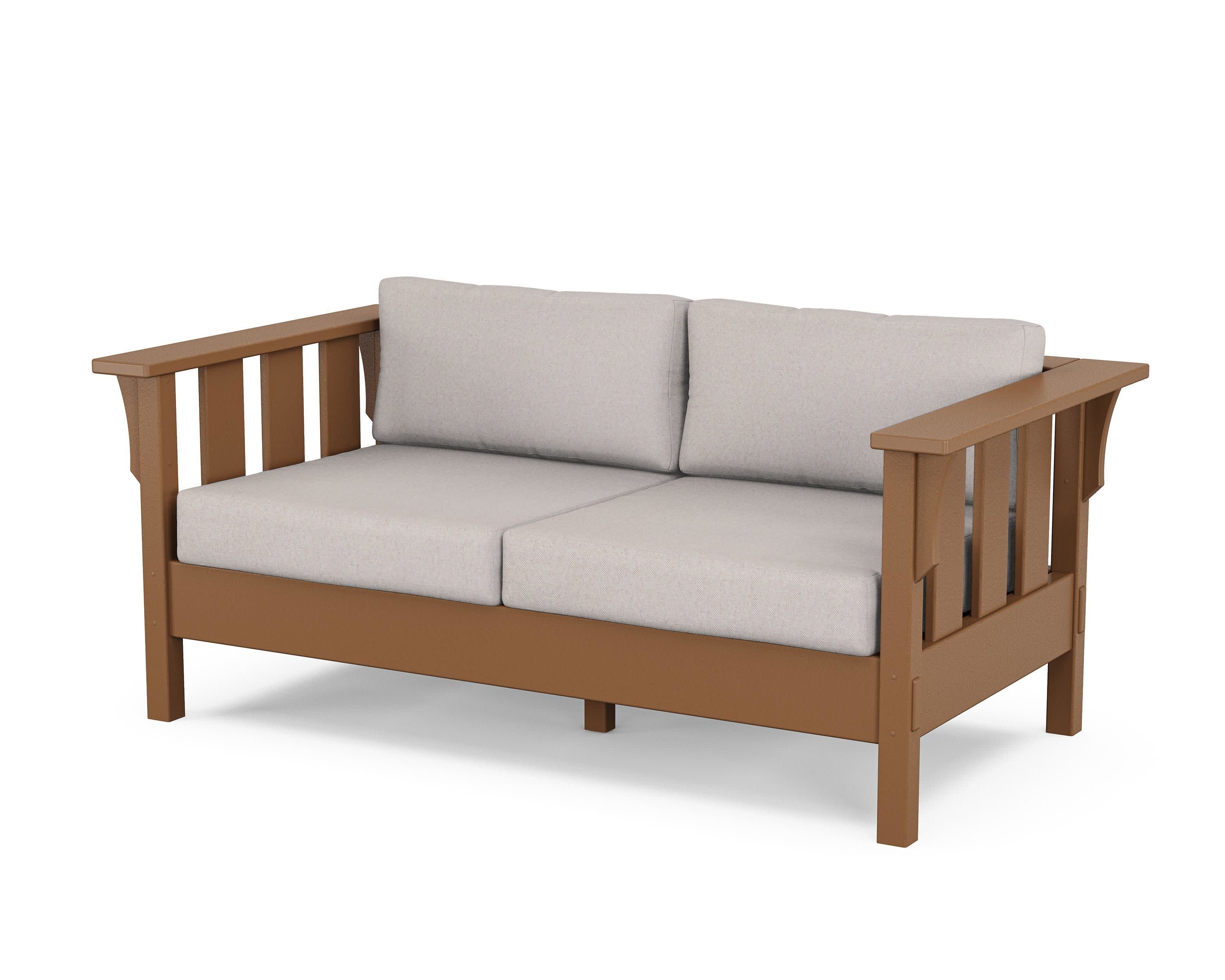 Acadia Deep Seating Loveseat in Teak / Dune Burlap