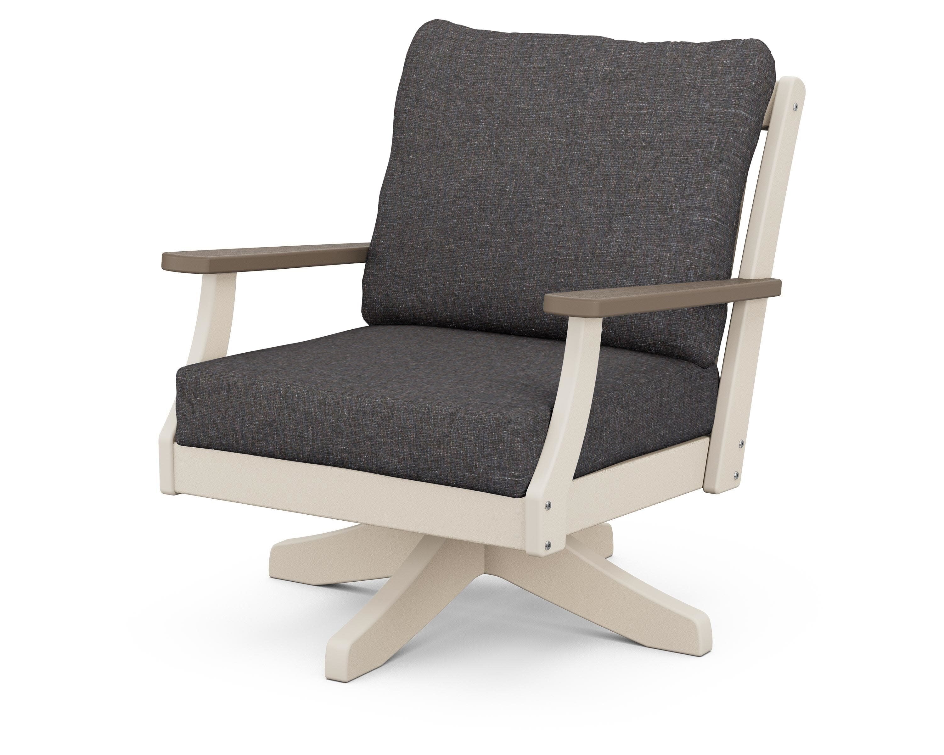Braxton Deep Seating Swivel Chair in Sand / Kona / Ash Charcoal