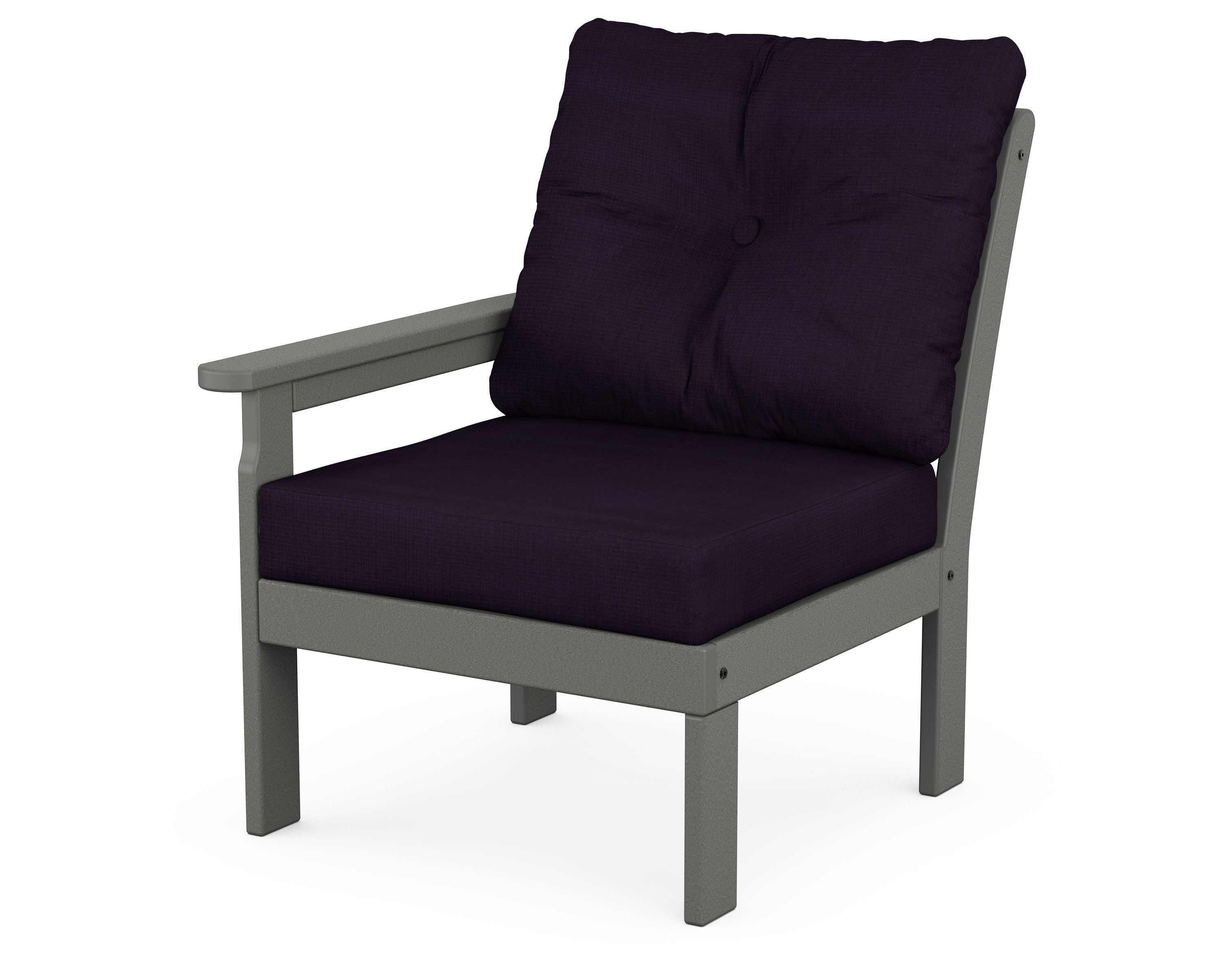 Vineyard Modular Left Arm Chair in Slate Grey / Navy Linen