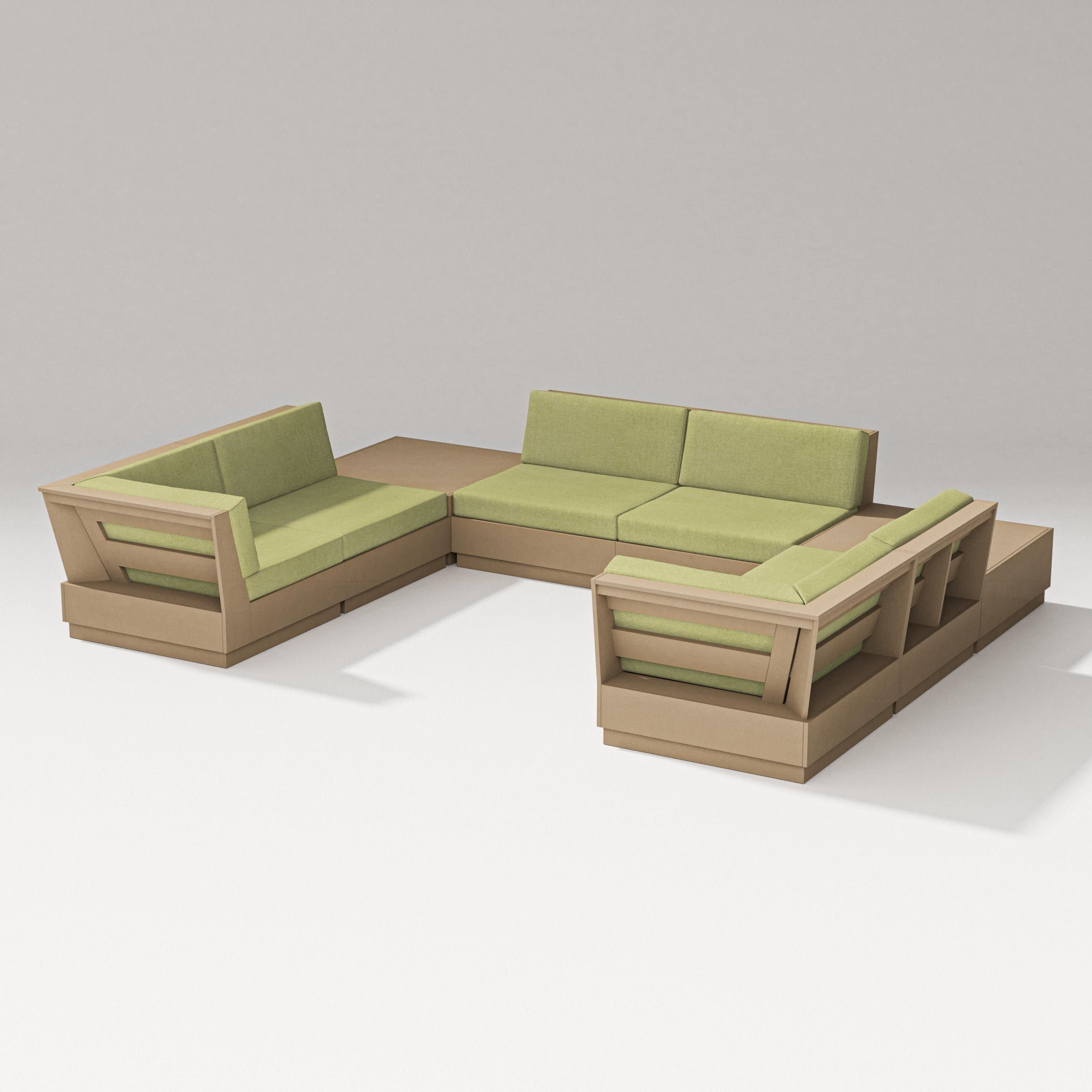 Elevate 8-Piece U-Shaped Sectional in Vintage Sahara / Chartreuse Boucle