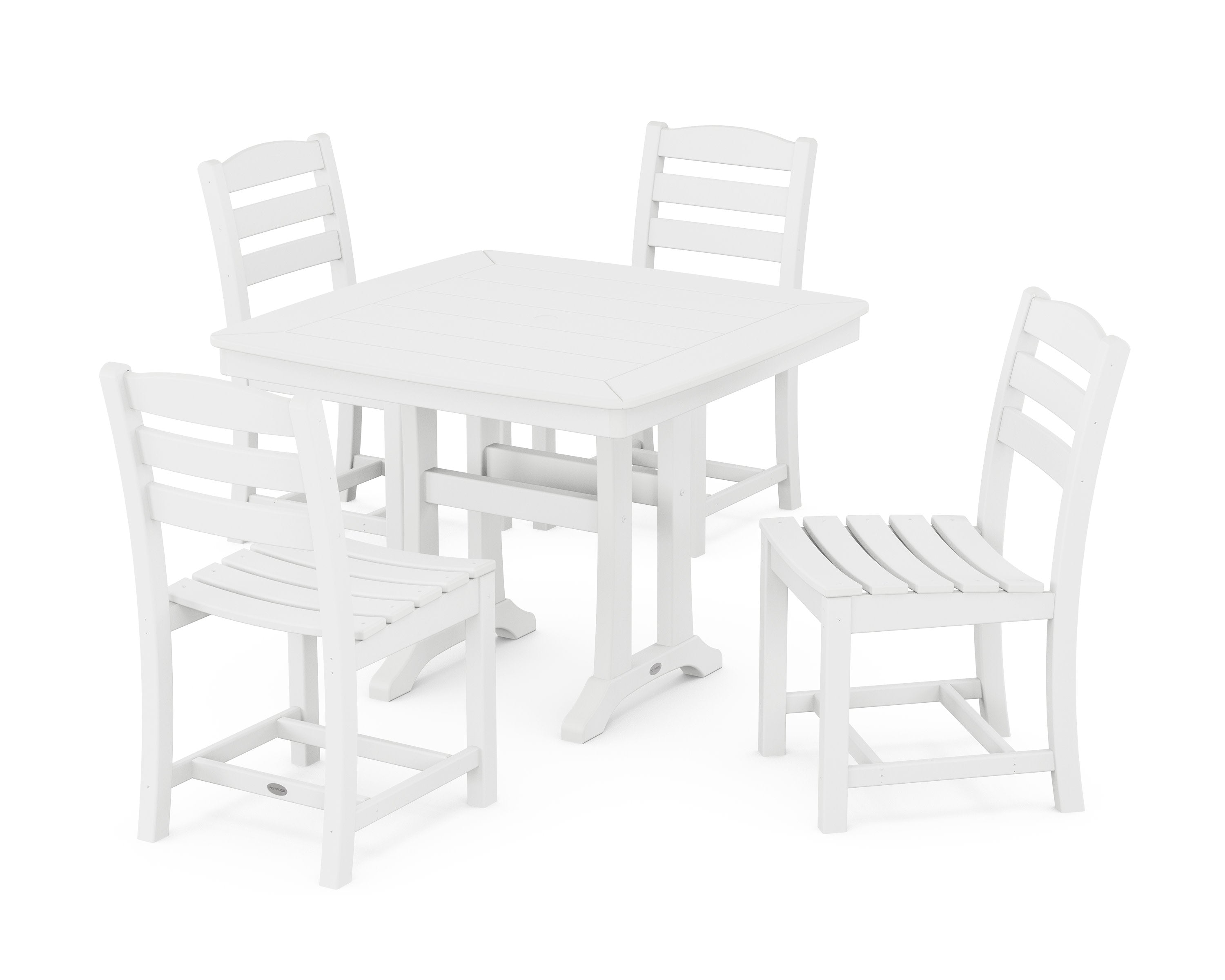 La Casa Caf Side Chair 5-Piece Dining Set with Trestle Legs in White
