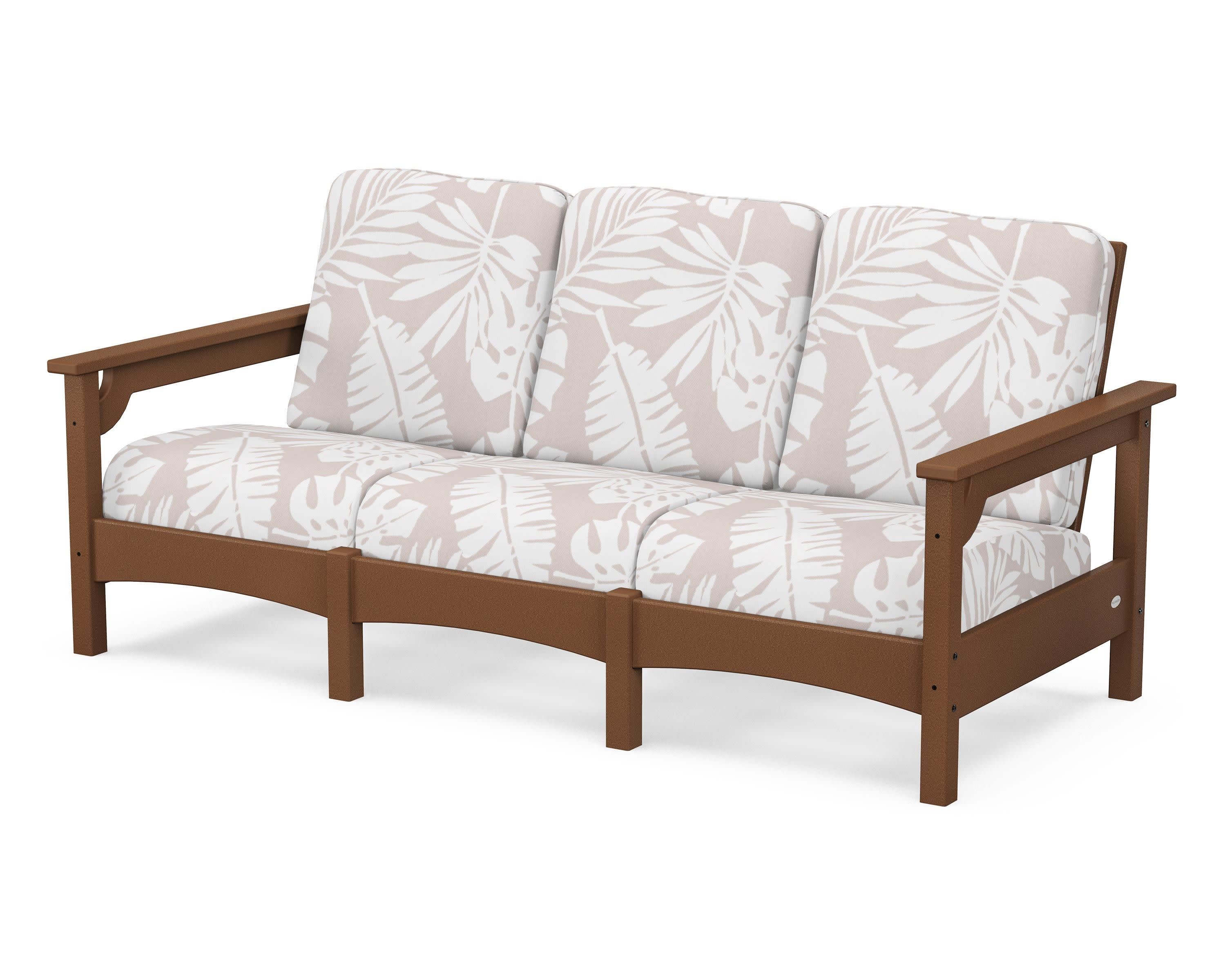 Club Sofa in Teak / Leaf Dune Burlap